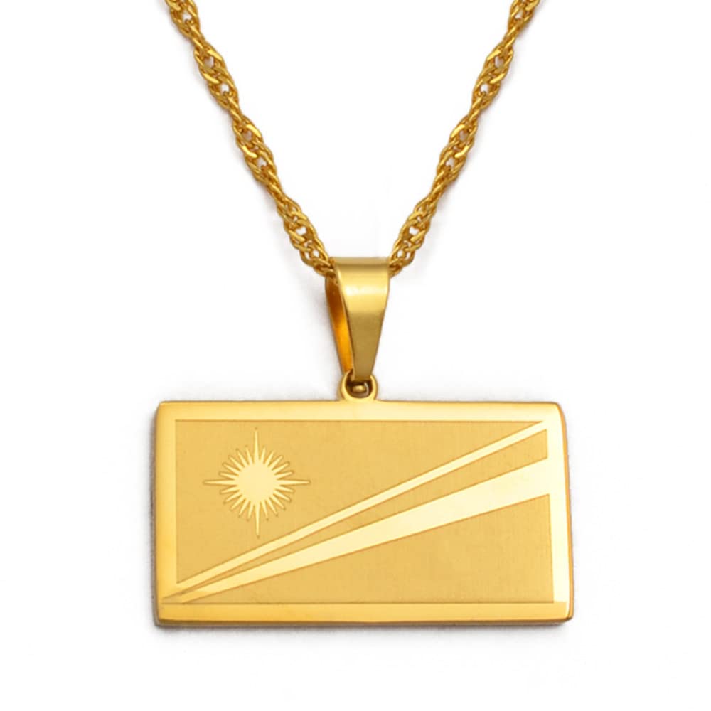 GKLDSFHUA Women's Republic of Marshall Island Flag Necklace - Gold & Stainless Steel Jewelry Gift for Women & Girls | Perfect for Patriotic Events, Travel & Everyday Wear