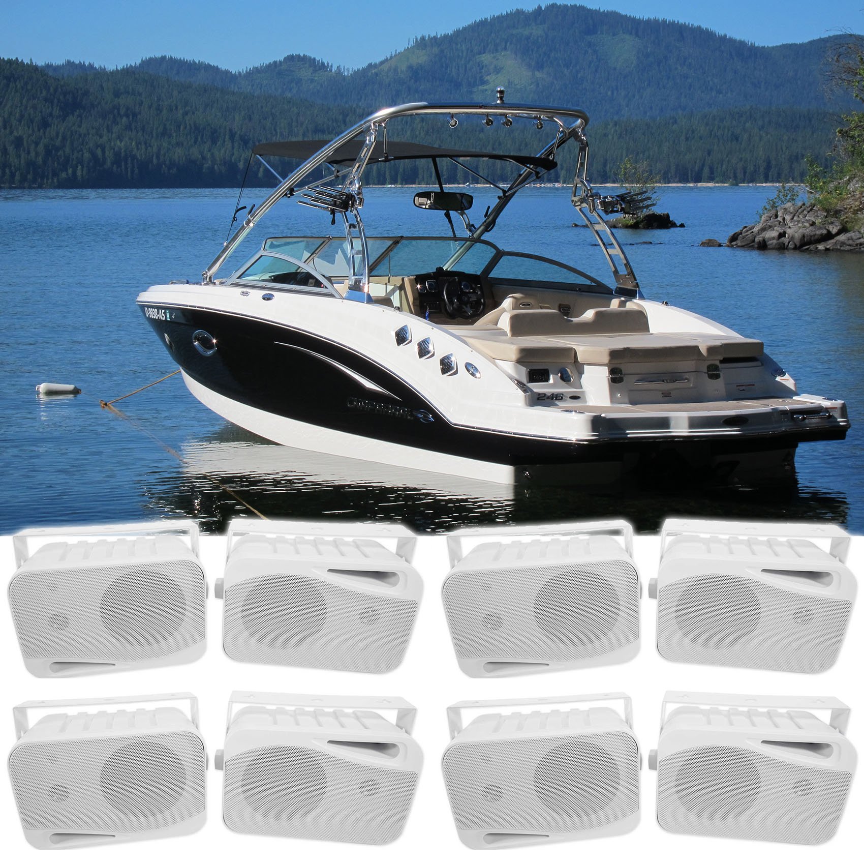 Rockville HP4S 4 Inch Waterproof Marine Speakers with Swivel Mount - High Performance Boat Audio System for Pontoon, Yacht & Marine Vehicles