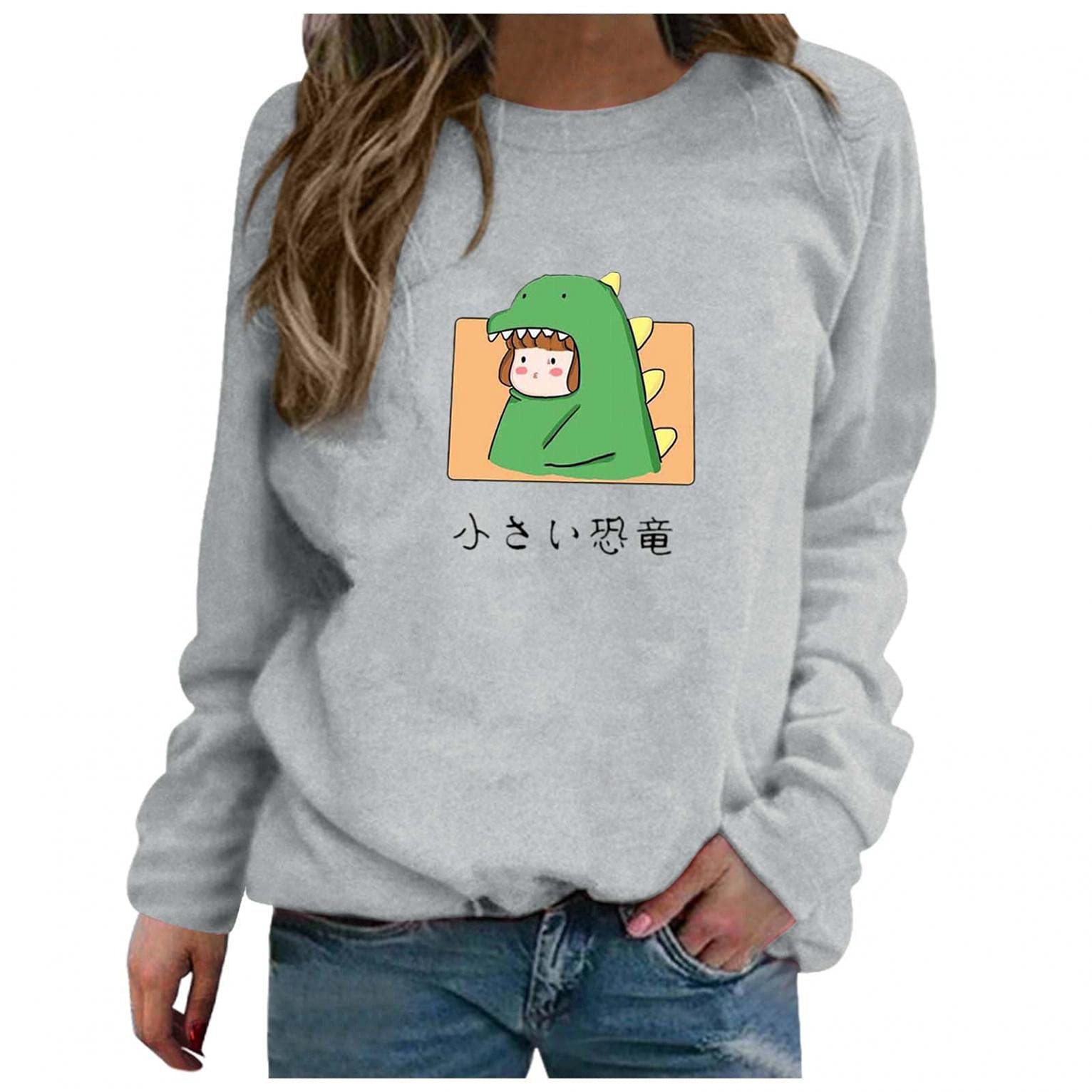 ONHUON Women's Graphic Casual Loose Fall Long Sleeve Tunic Sweatshirt Pullover - Comfortable & Stylish Loungewear for Autumn, Perfect for Casual Outings, Coffee Dates & Cozy Evenings