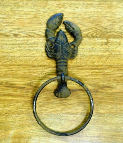 Cast Iron Lobster Crawfish Towel Ring - Rustic Coastal Decor for Kitchen or Bathroom - Perfect for Beach House, Seafood Restaurant & Nautical Theme Decor