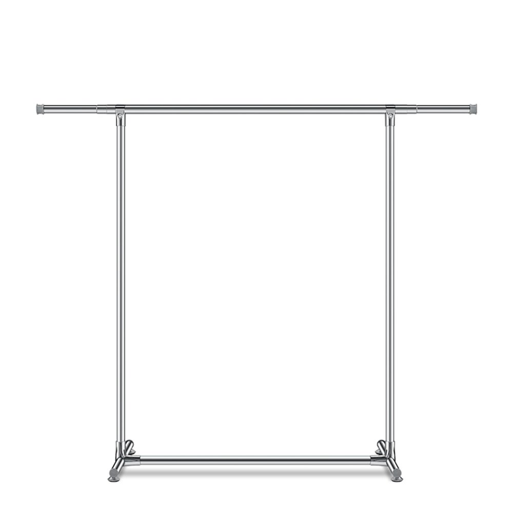 Stainless Steel Single Rod Clothes Hanger - Heavy Duty Garment Rack for Home, Balcony & Indoor Drying - Space Saving Laundry Organizer for Shirts, Pants & Coats