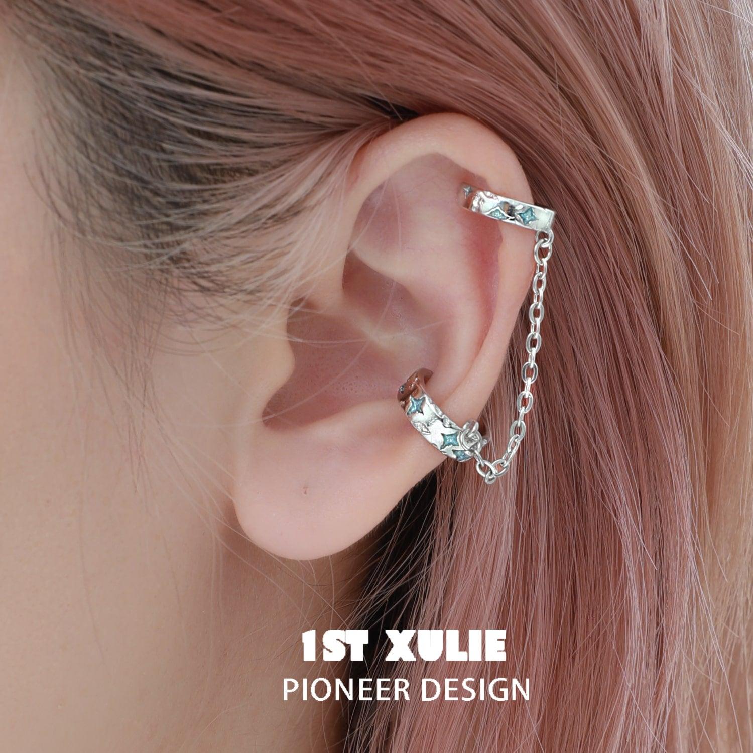 Starry Night Chain Ear Clips™ - Dainty Silver Drop Earrings for Women, Boho Chic Jewelry Gift - Perfect for Parties, Date Nights & Special Occasions