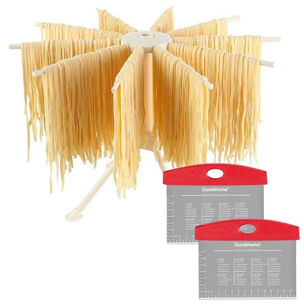 Ourokhome Pastry Dough Bench Scraper - BPA Free Plastic & 430 Stainless Steel Kitchen Tool - Dishwasher Safe - Perfect for Baking, Cooking, and Dough Preparation