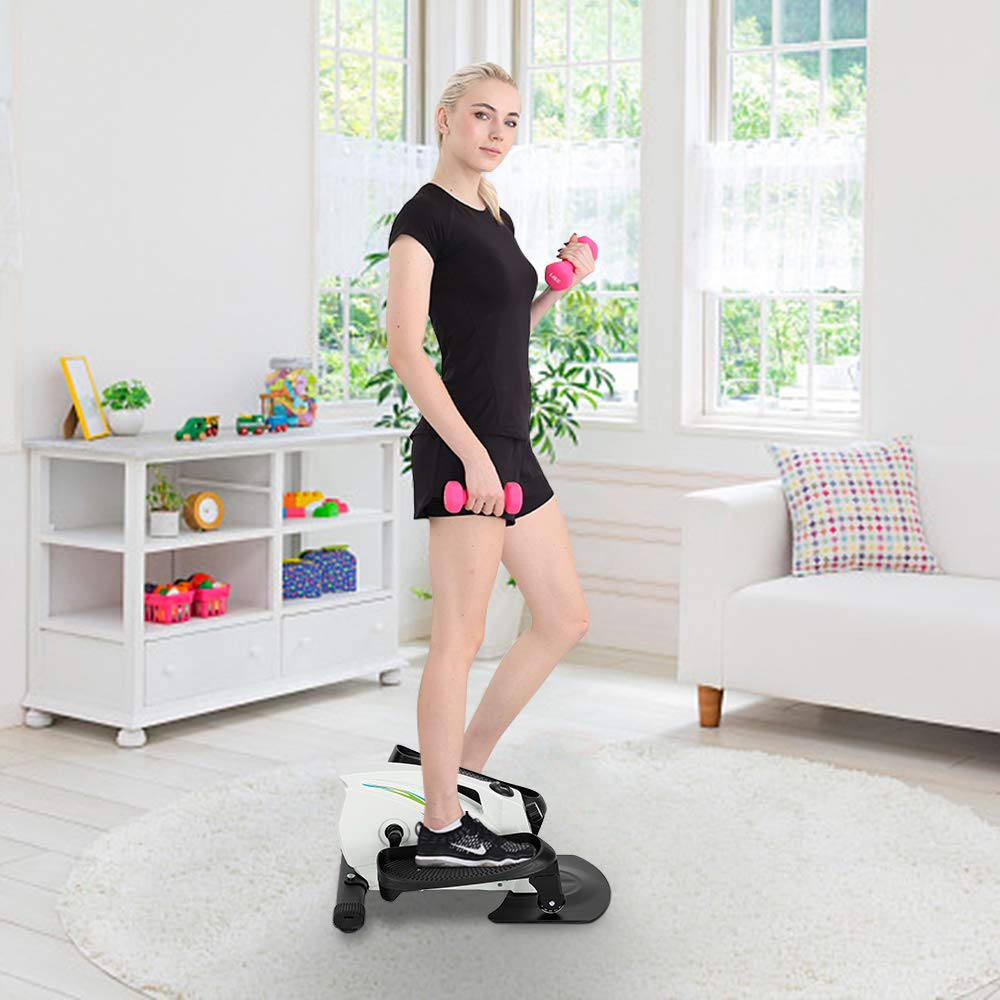 Under Desk Elliptical Machine - Compact Mini Exercise Bike with LCD Monitor for Home & Office Use | Quiet Stepper Pedal Exerciser for Small Spaces | Perfect for Workouts While Sitting or Standing