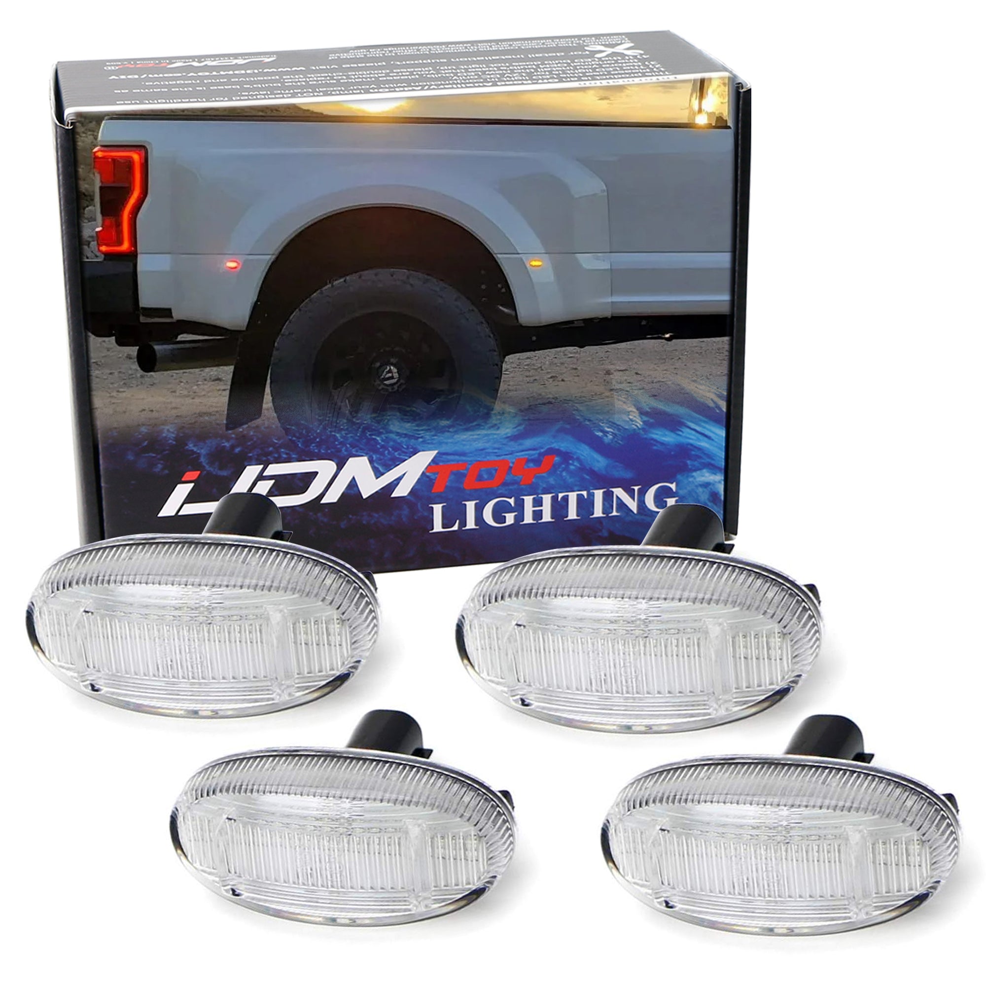 4pc Clear 48 LED Wheel Fender Side Marker Lights for 2011-2023 Ford F250 F550 Dually Trucks - Enhanced Visibility & Safety for Night Driving & Off-Road Adventures
