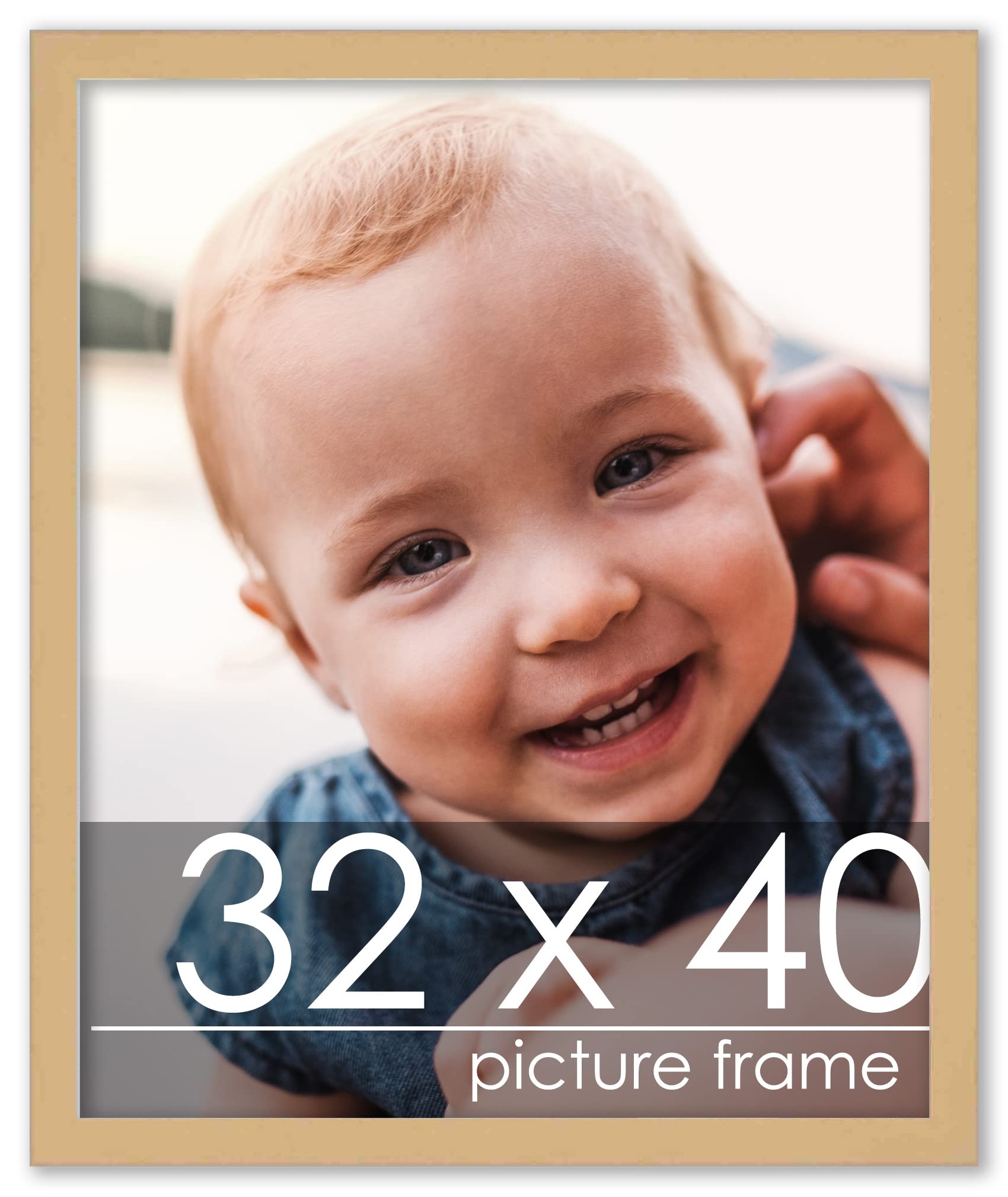 32x40 Modern Minimalist Natural Wood Picture Frame - Solid Wood Poster Frame with UV Acrylic, Foam Board Backing & Hanging Hardware - Perfect for Wall Art, Home Decor, Office Display and Photo Gallery