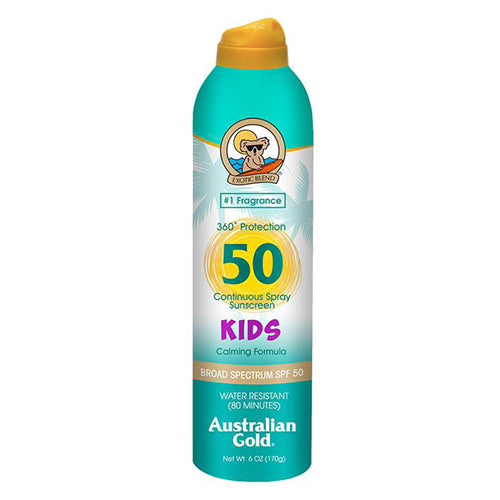 Australian Gold Continuous Spray Kids SPF50 Sunscreen - 6 oz Bottle | Broad Spectrum UVA/UVB Protection | Water-Resistant for 80 Minutes | Perfect for Beach, Pool & Outdoor Activities
