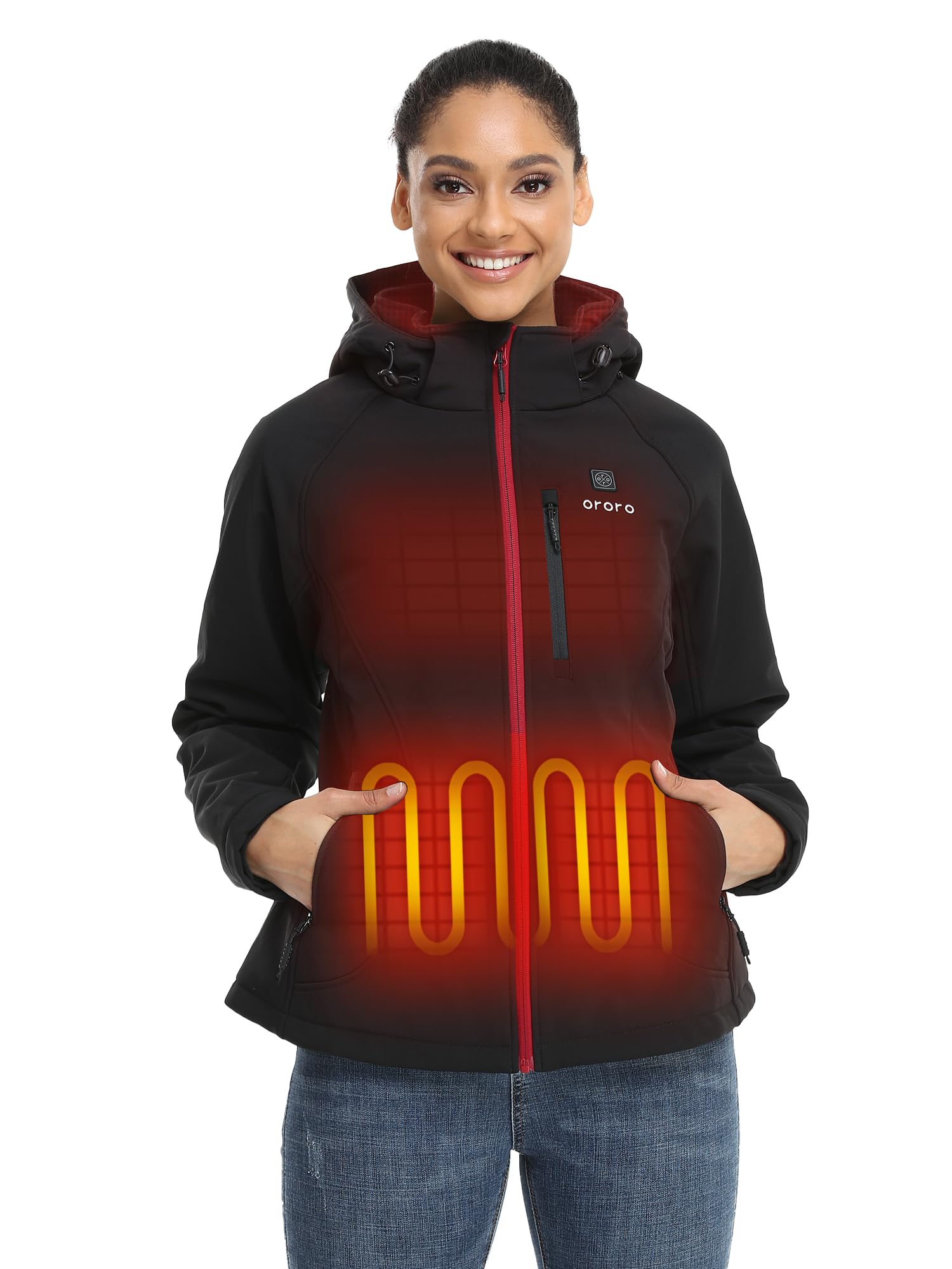 ORORO Women's Heated Jacket with 4 Heat Zones & Heated Collar - Battery Powered Winter Coat for Outdoor Activities, Skiing, Hiking & Cold Weather - Charger Not Included