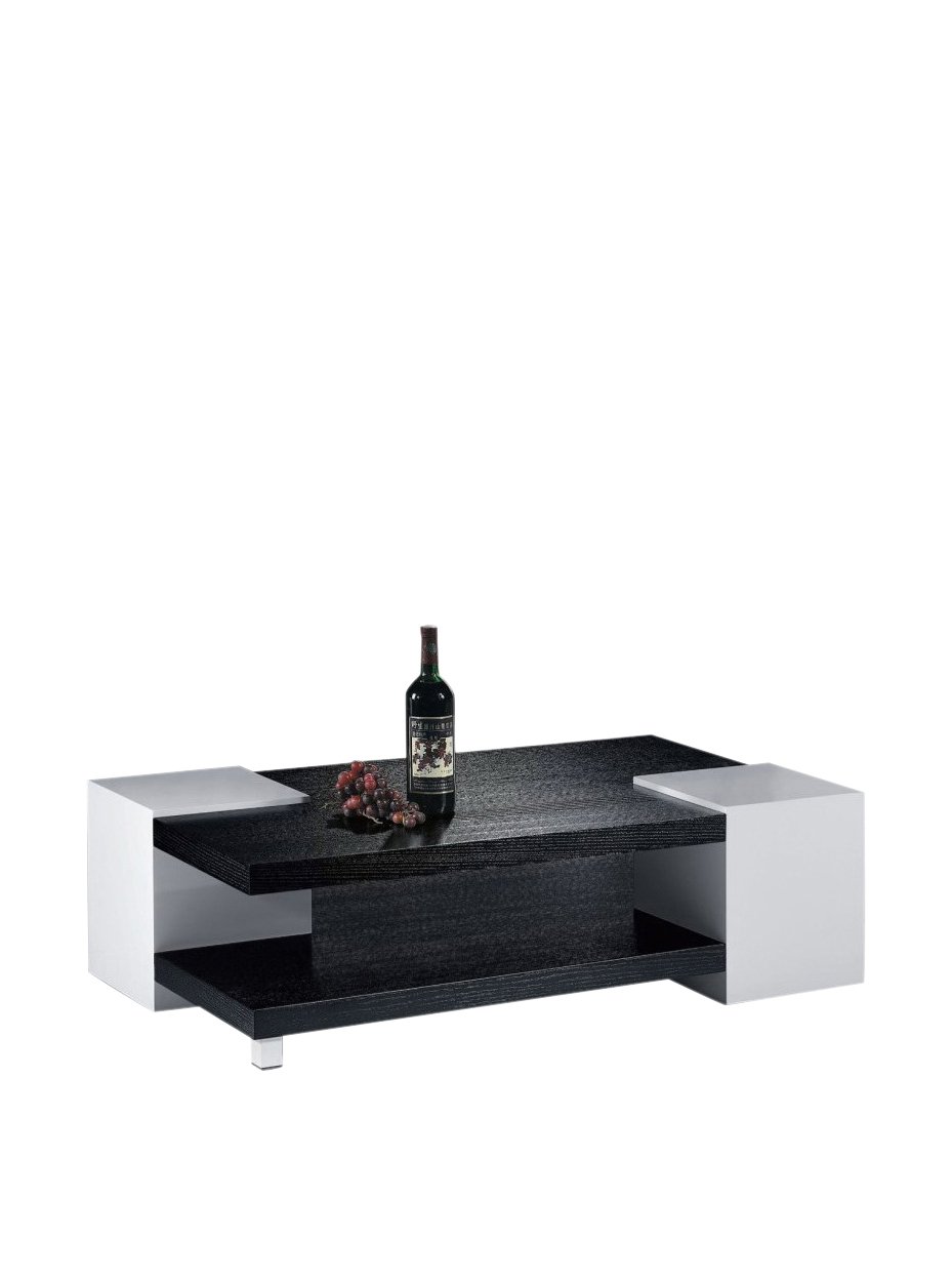 Modern Gloss Lacquer Coffee Table by Armen Living - Black & White Finish for Living Room, Lounge & Office Decor
