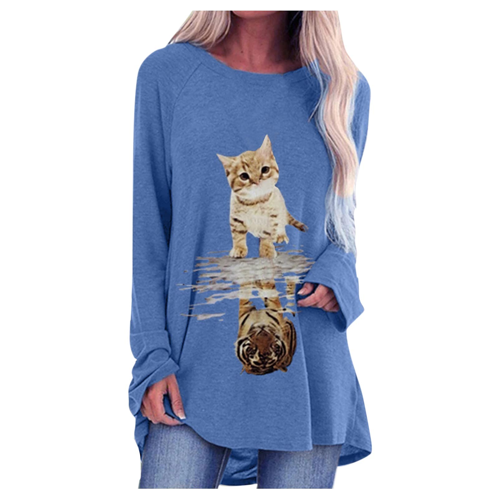 Plus Size Women's Long Sleeve Sunflower Print Casual Blouse - Flattering O-Neck T-Shirt for Curvy Women | Perfect for Work, Date Night & Everyday Wear