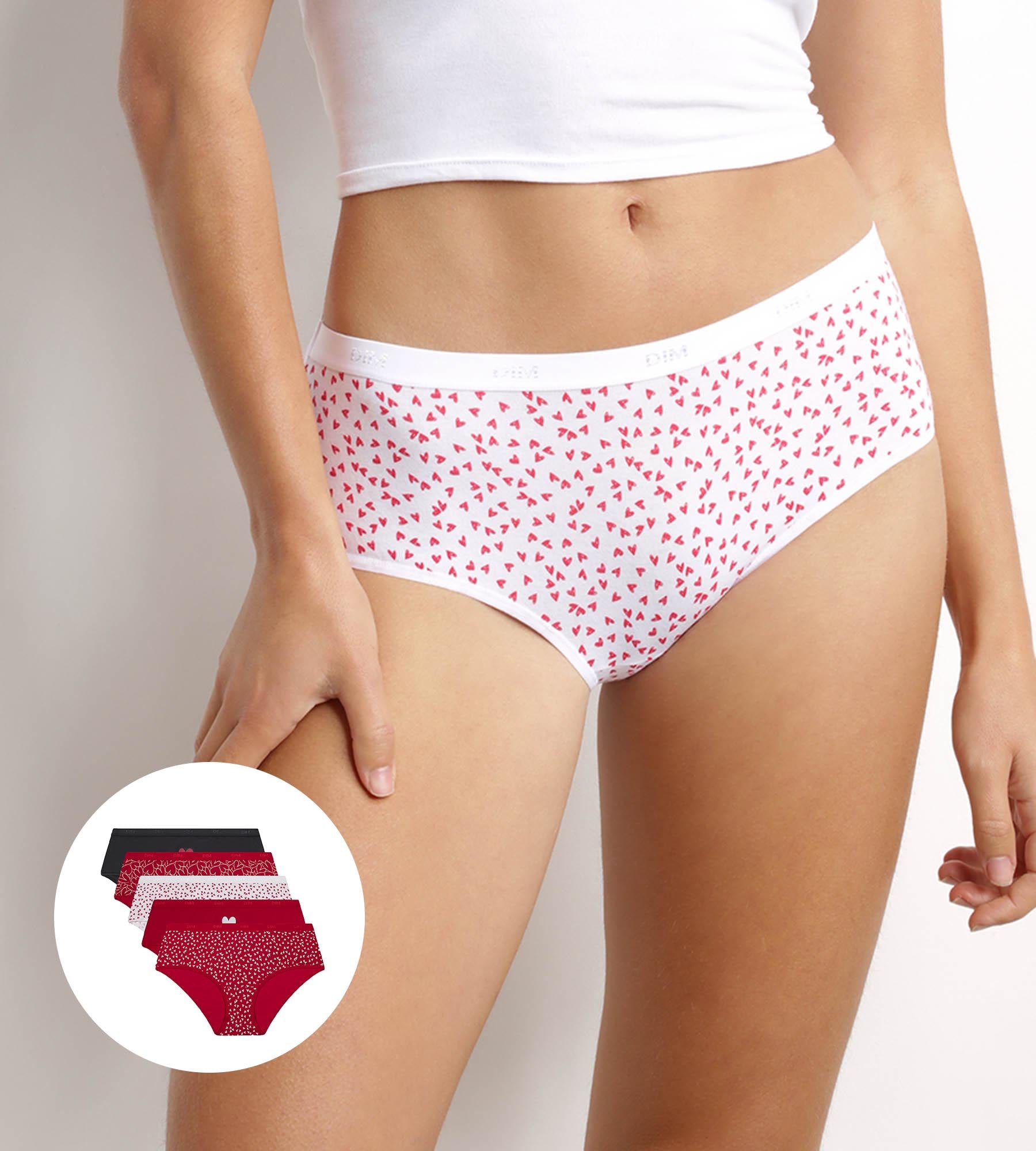 5 Pack Women's Stretchy Cotton Heart Print Shorts - Les Pockets | Comfortable Sleepwear & Lounge Wear for Home, Vacation & Casual Outings