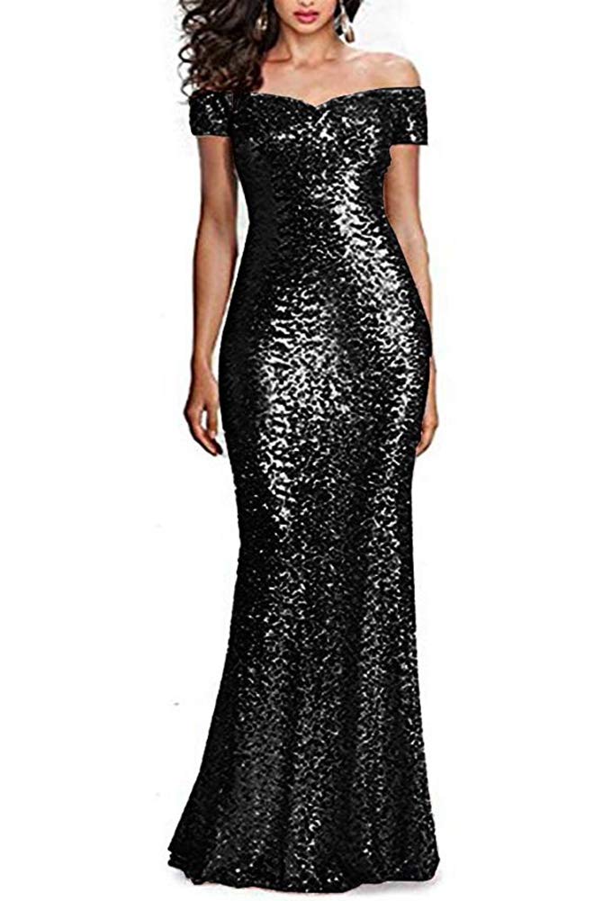 Elegant Off Shoulder Sequin Mother of the Groom Dresses Long Formal Evening Gowns for Women - Perfect for Weddings, Galas & Special Occasions