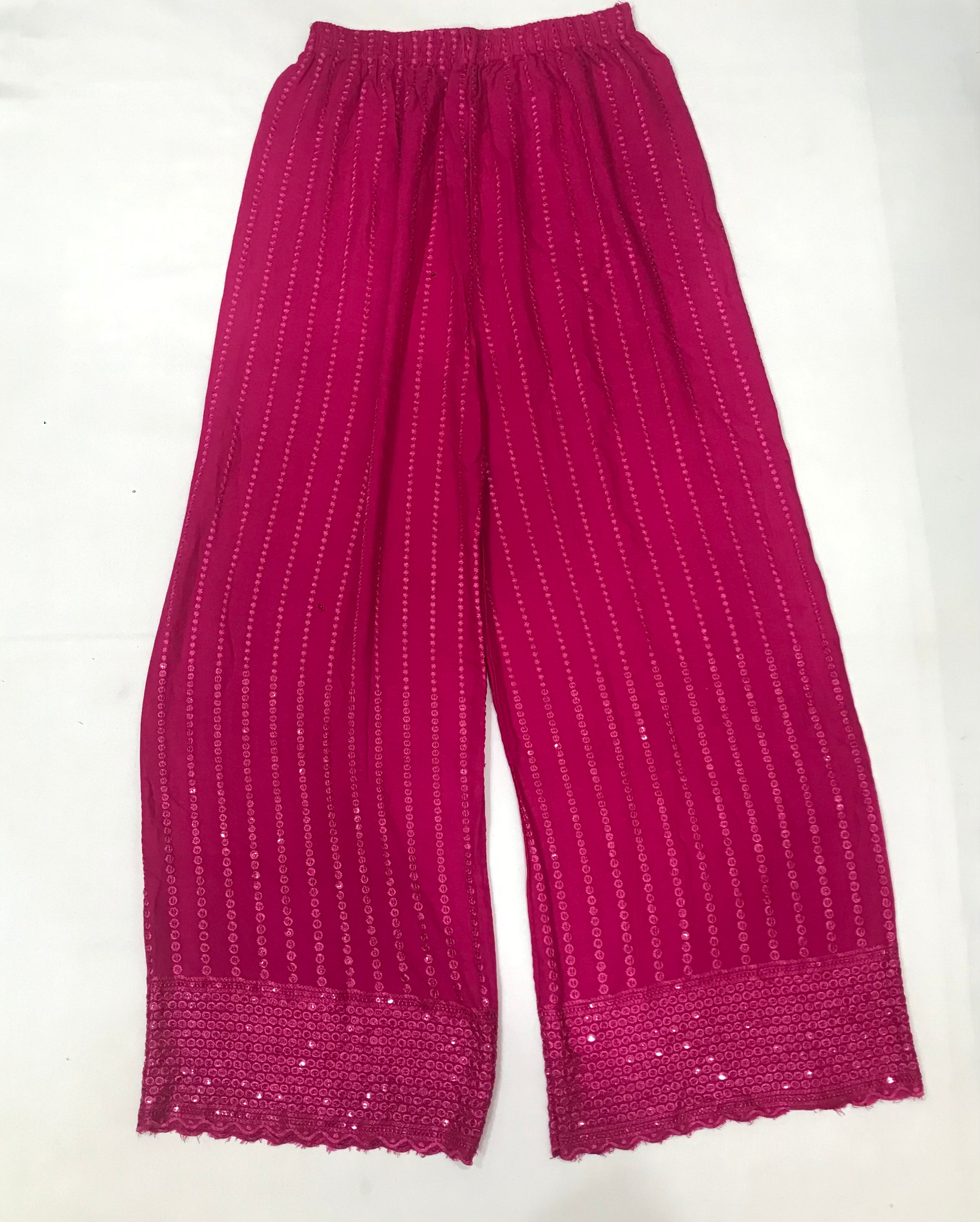 Stylish Pink Cotton Blend Sequins Palazzo Pants for Women - Perfect for Office Work, Parties & Casual Wear