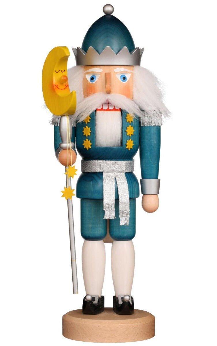 Christian Ulbricht Blue & Yellow Moon King Nutcracker - Handcrafted German Christmas Decoration for Holiday Tree & Festive Home Decor