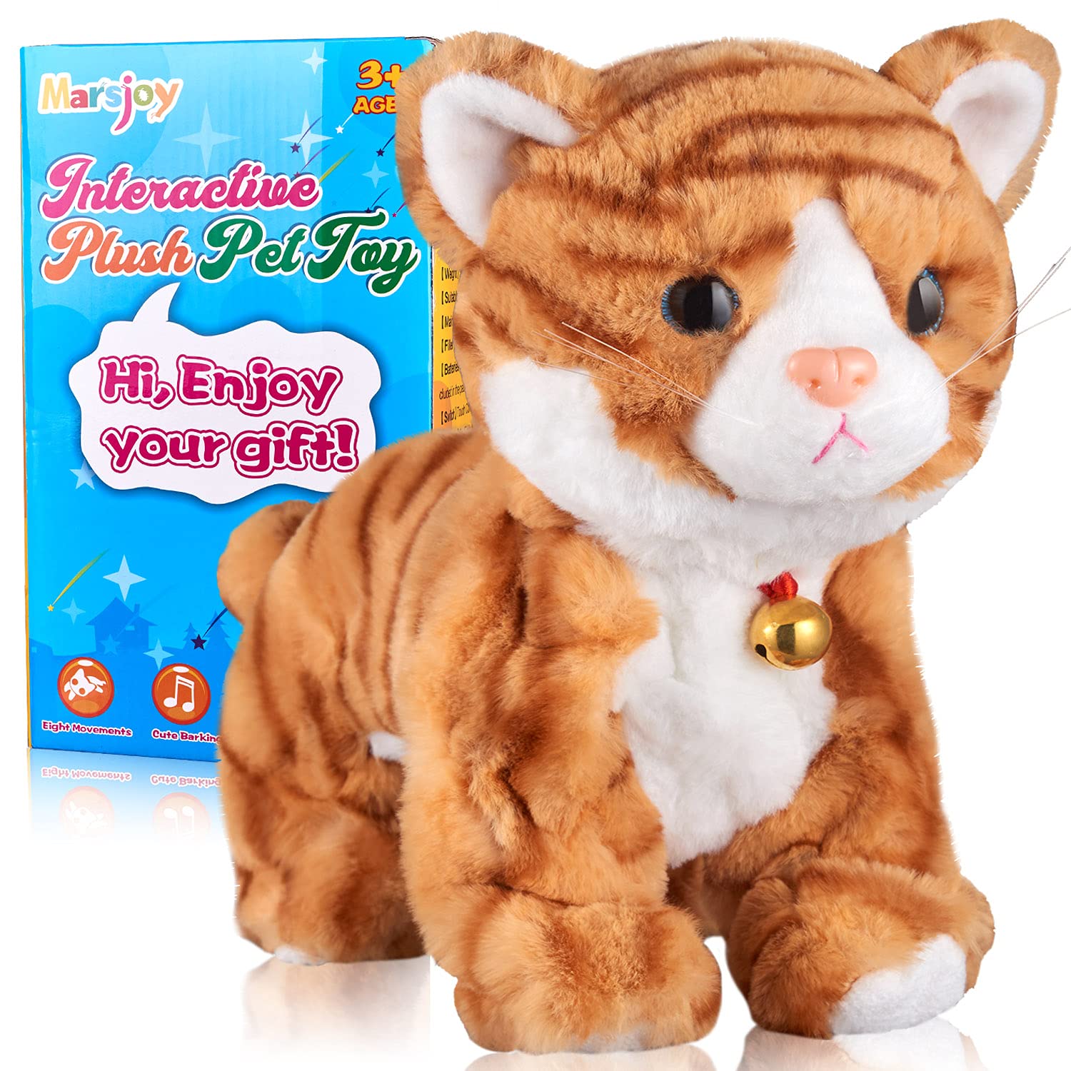 Interactive Electronic Plush Cat Robot Toy - Touch Control, Meow & Bark Sounds, Animated Pet Kitty for Kids (12