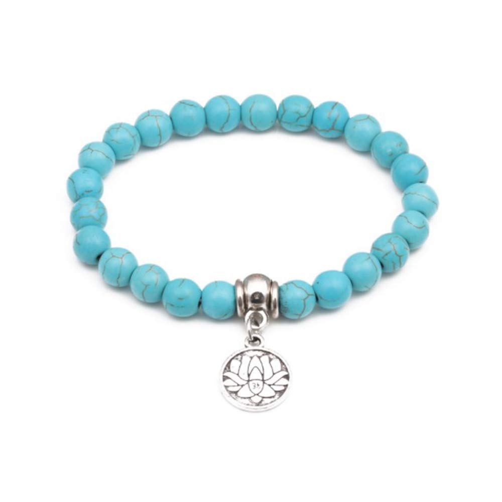 Turquoise Beaded Stretch Bracelet for Women & Men - Handmade Elastic Blessing Jewelry - Perfect for Yoga, Meditation & Boho Fashion Accessories