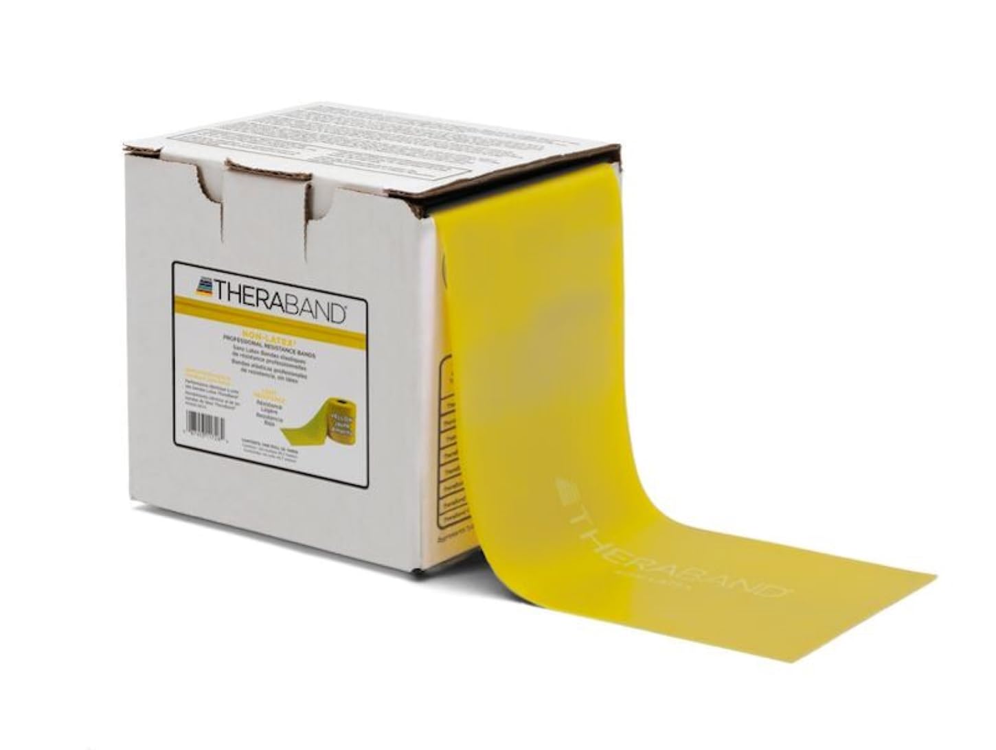 THERABAND Resistance Band 50 Yard Roll - Thin Yellow Non-Latex Professional Exercise Bands for Strength Training, Physical Therapy, Pilates & Rehab - Level 2 (Dispenser Box Included) - Perfect for Home Gym, Workouts & Recovery