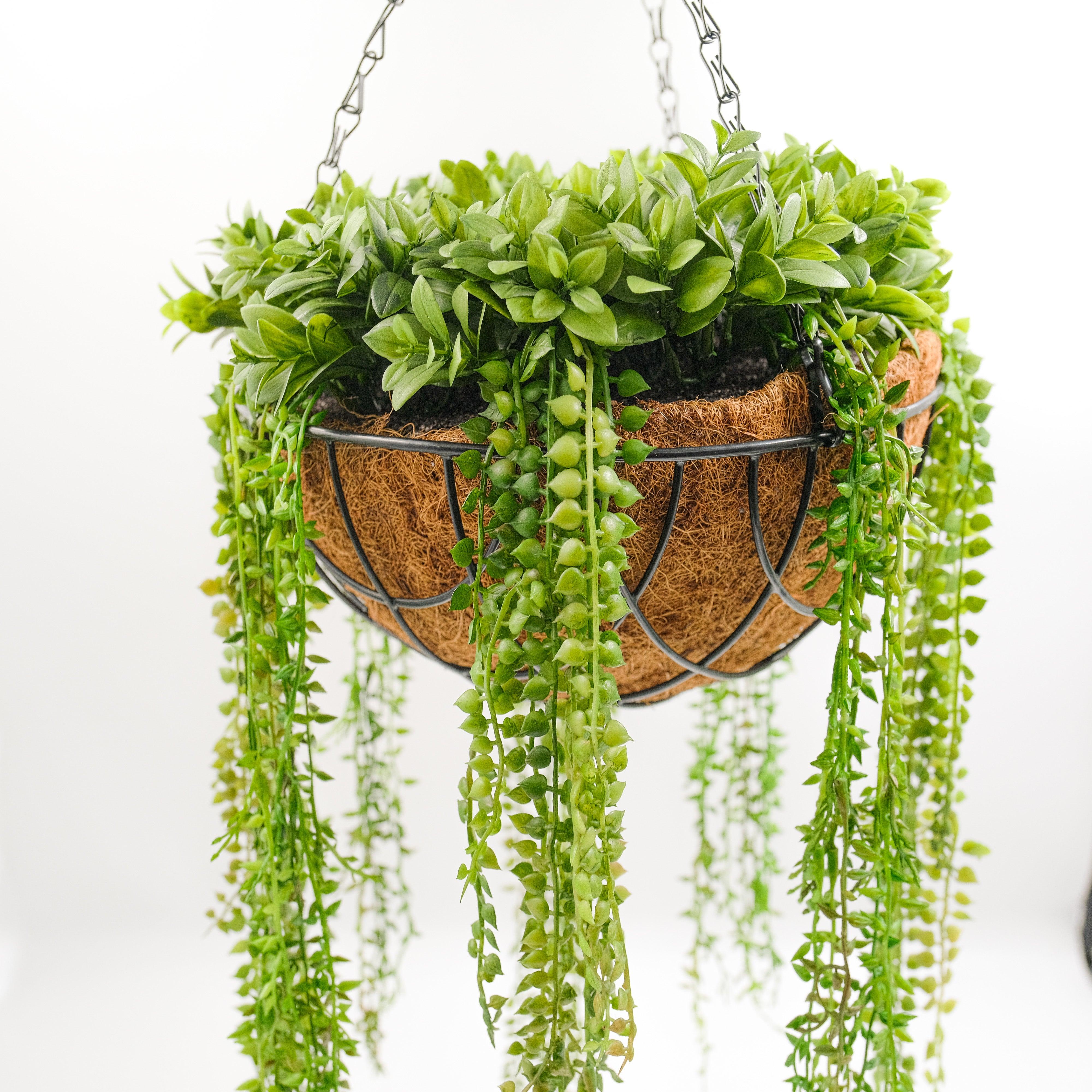 50cm Artificial String of Pearls Hanging Basket - Perfect for Indoor Home Decor, Office Plants & Wedding Centerpieces