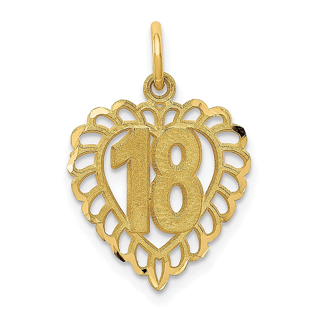 14K Yellow Gold 18 Heart Charm Necklace for Women - Elegant Pendant Gift for Her - Perfect for Valentine's Day, Anniversary, Birthday & Special Occasions