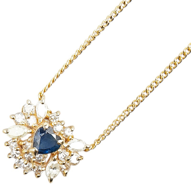 18K Yellow Gold Sapphire Diamond Heart Pendant Necklace for Women - Elegant Jewelry Gift for Valentine's Day, Anniversary & Special Occasions