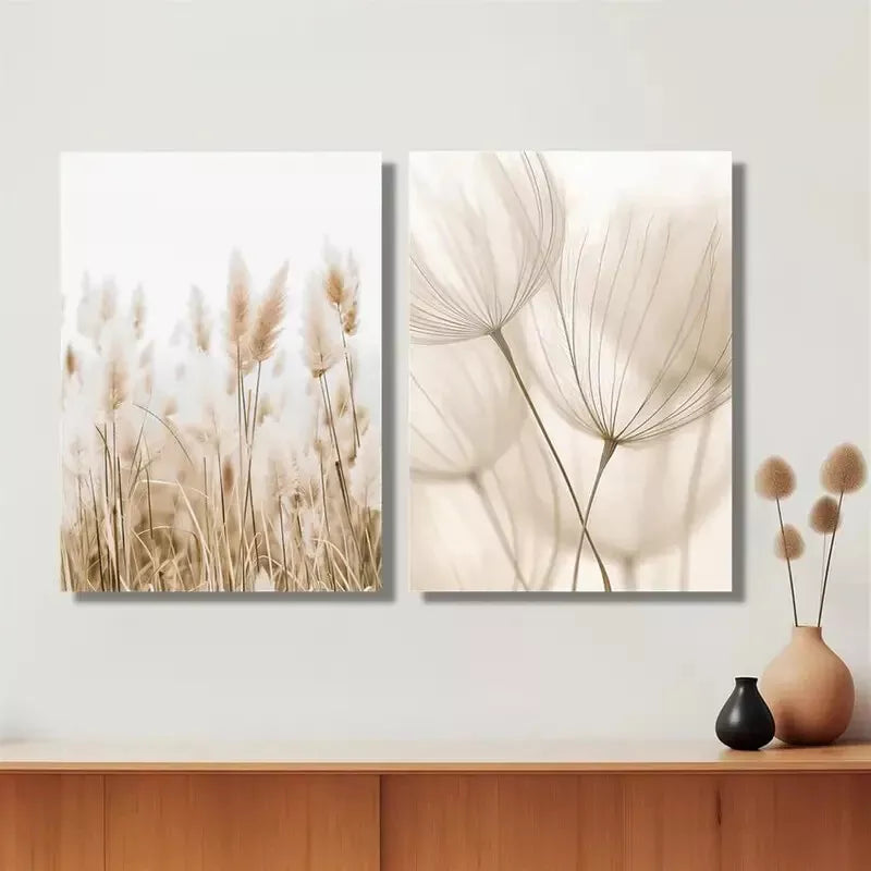 2-Pack Neutral Toned Canvas Wall Art - 50x75cm High Quality Framed Print, 100% Australian Made, Ready to Hang - Perfect for Living Room, Bedroom & Office Decor