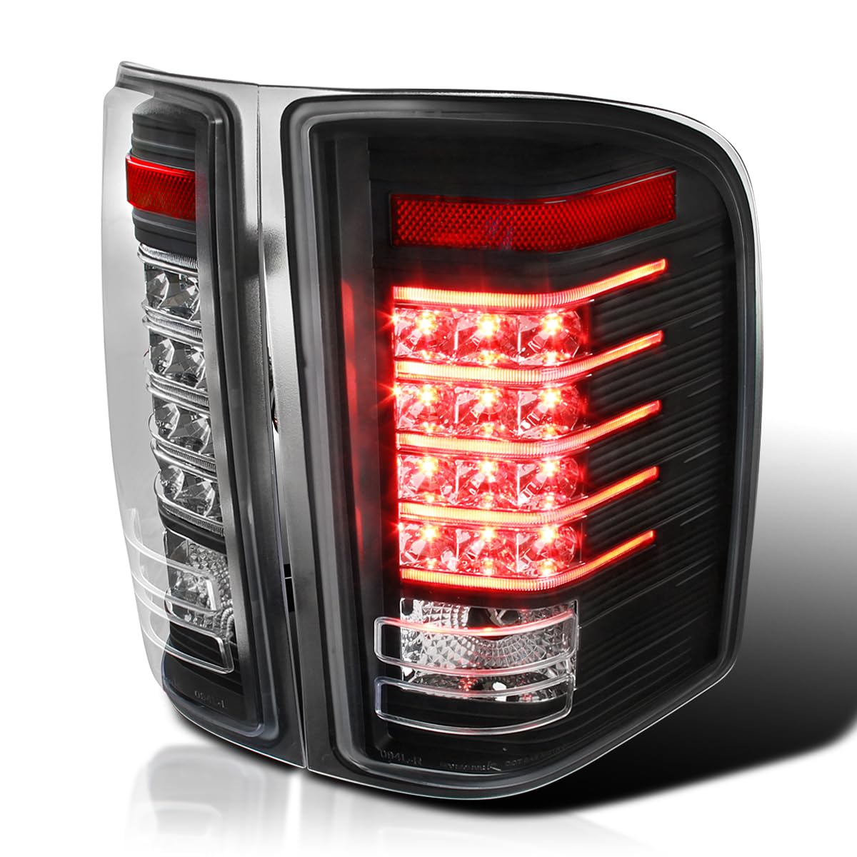 Spec-D Tuning LED Black Tail Lights for 2007-2013 Chevy Silverado 1500 & 2007-2014 Silverado 2500HD/3500HD - Left & Right Pair Assembly - Enhanced Night Visibility & Style Upgrade for Pickup Trucks