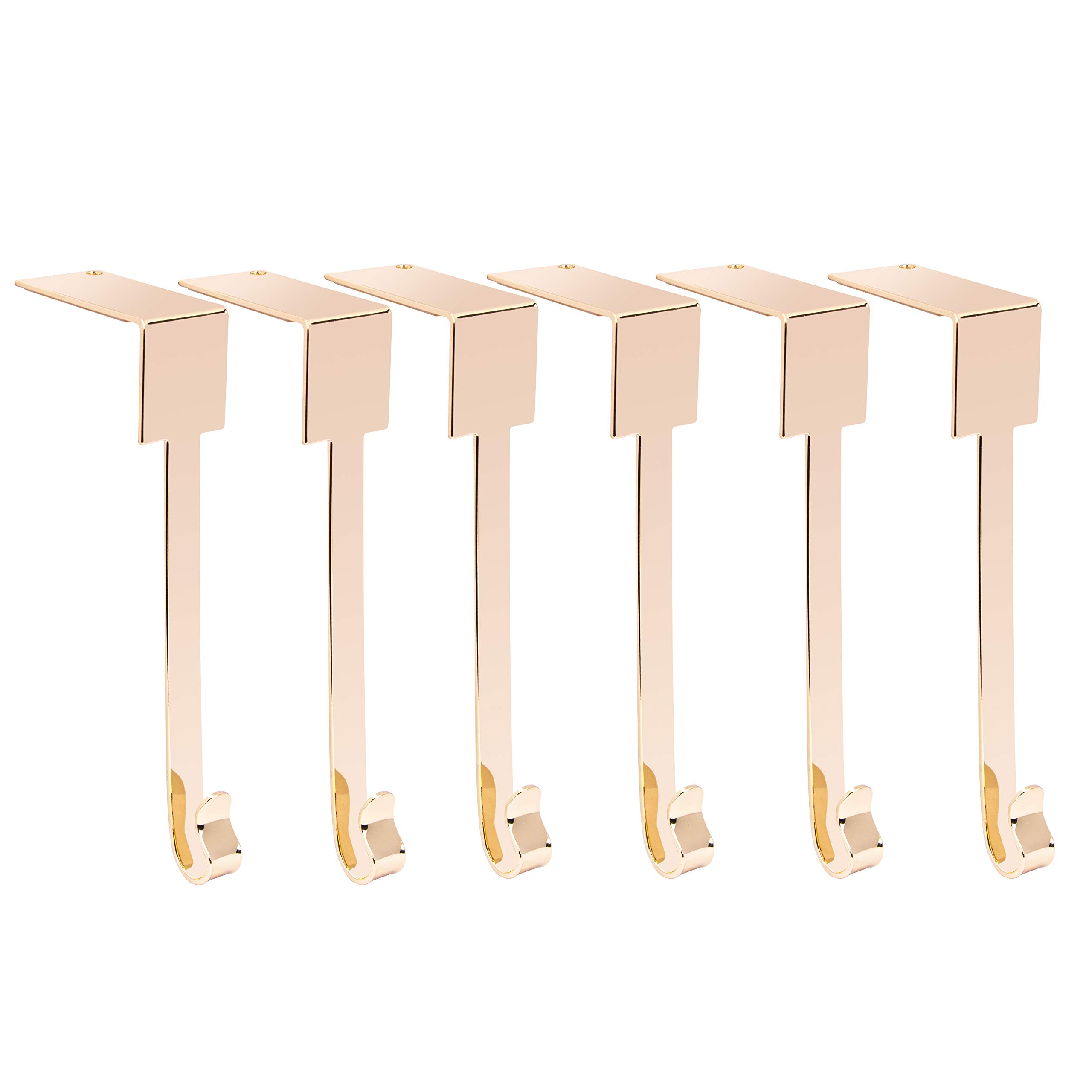 6-Pack Gold Christmas Stocking Holders for Mantel - Non-Slip Fireplace Hangers with Secure Grip, Damage-Free Stocking Hooks - Perfect for Holiday Decor, Family Gatherings & Cozy Winter Celebrations