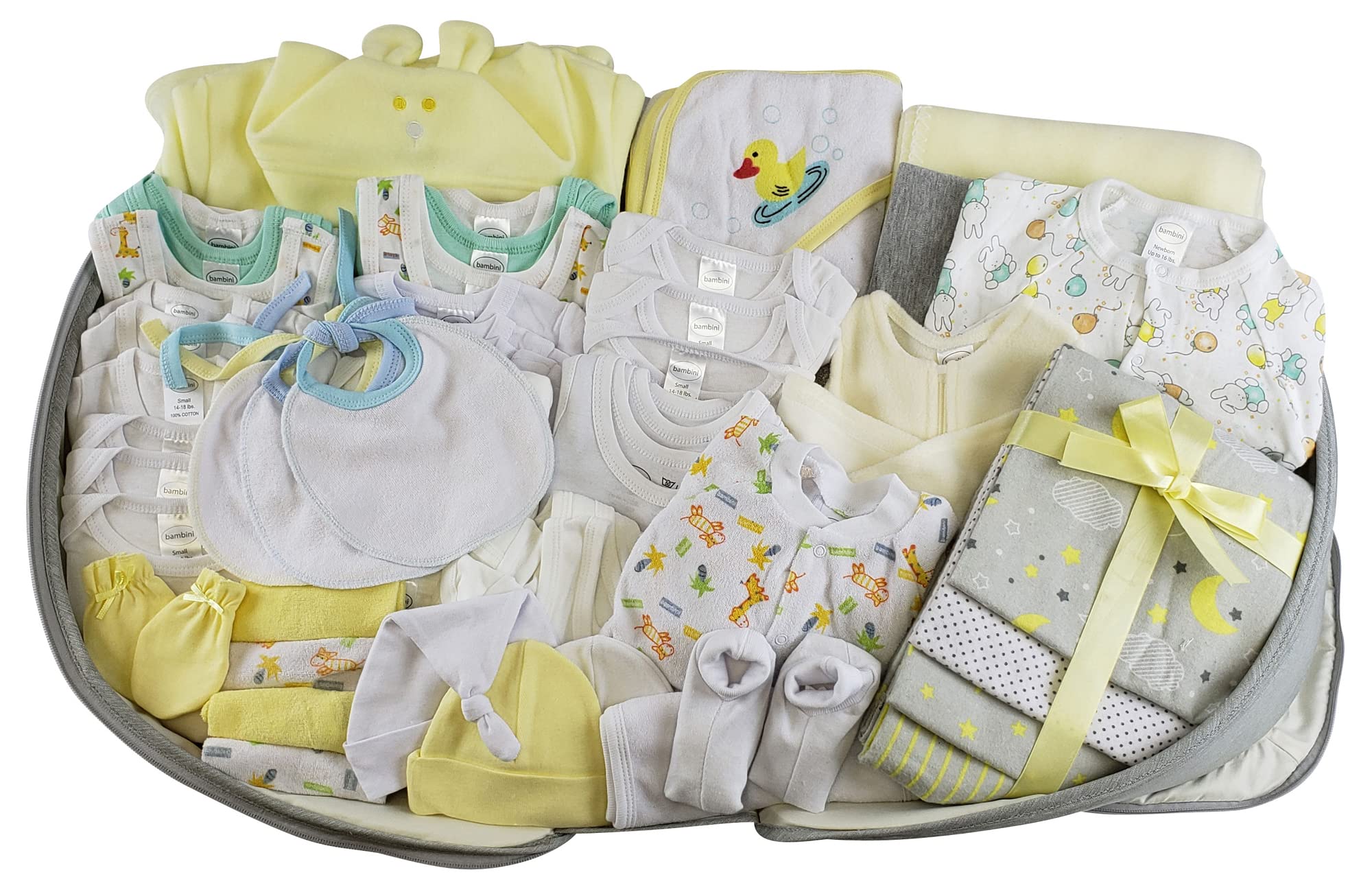 **Unisex Baby Clothing Starter Set - 62-Piece Newborn Essentials with Diaper Bag (Yellow, Mixed Sizes) - Perfect for Baby Showers, Hospital Visits & Travel**