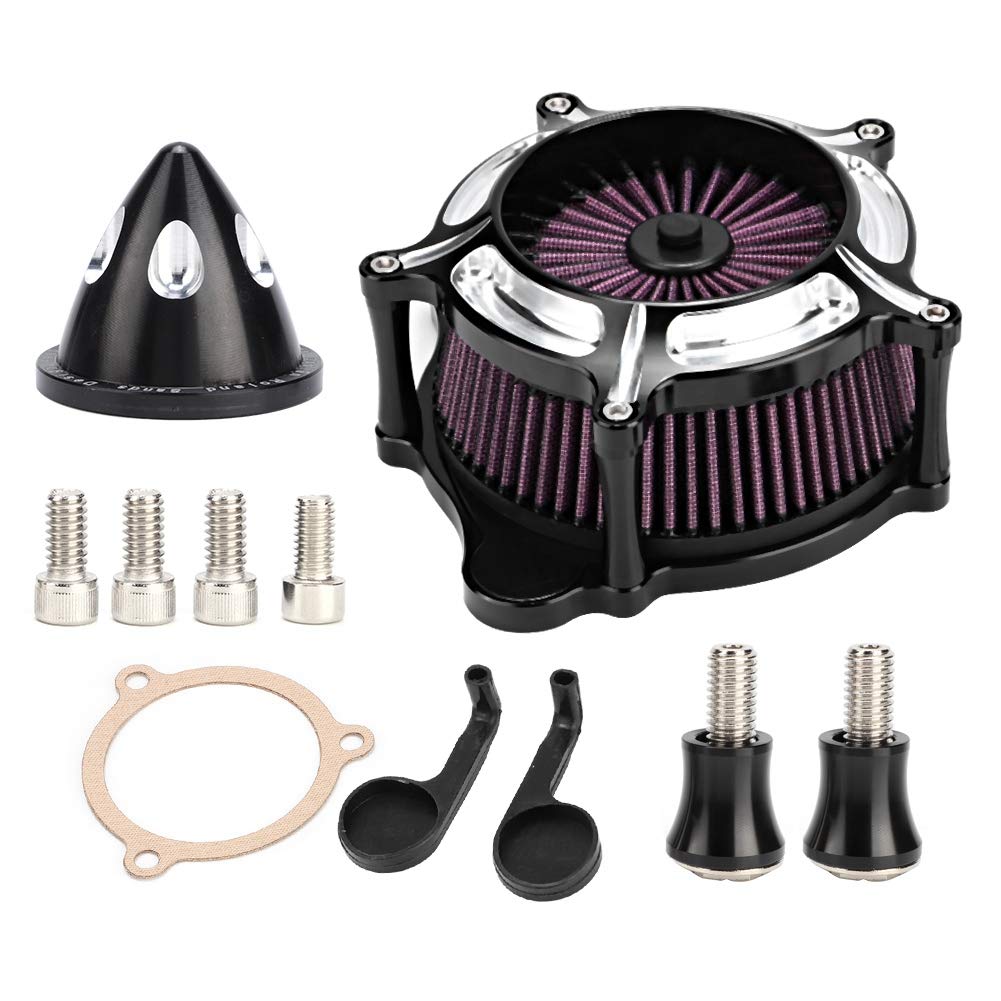 Aluminum Motorcycle Air Filter - Black Replacement for FLHX - Off-Road & Racing Use