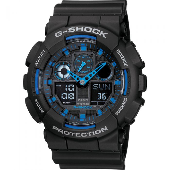 Casio G-Shock GA100-1A2 Digital Analog Watch for Men - Rugged Military Style, Shock Resistant, Waterproof - Perfect for Outdoor Adventures, Sports & Daily Wear