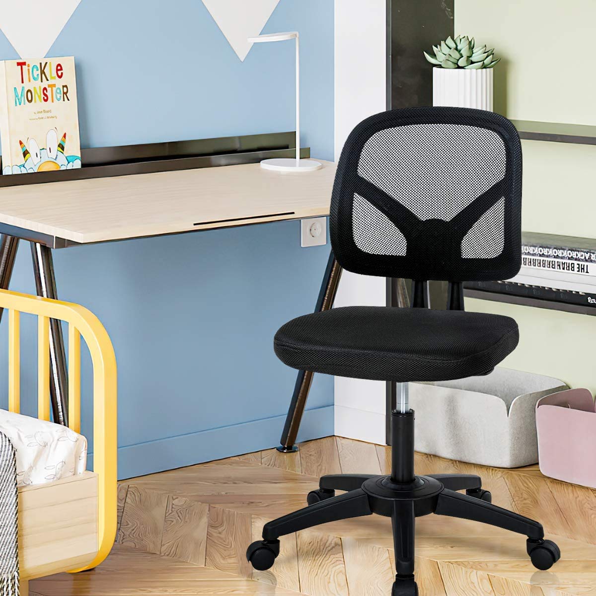 Ergonomic Home Office Chair with Lumbar Support - Adjustable Mesh Computer Desk Chair, Mid Back Task Chair for Women & Men - Black - Perfect for Long Work Hours, Gaming, and Remote Work
