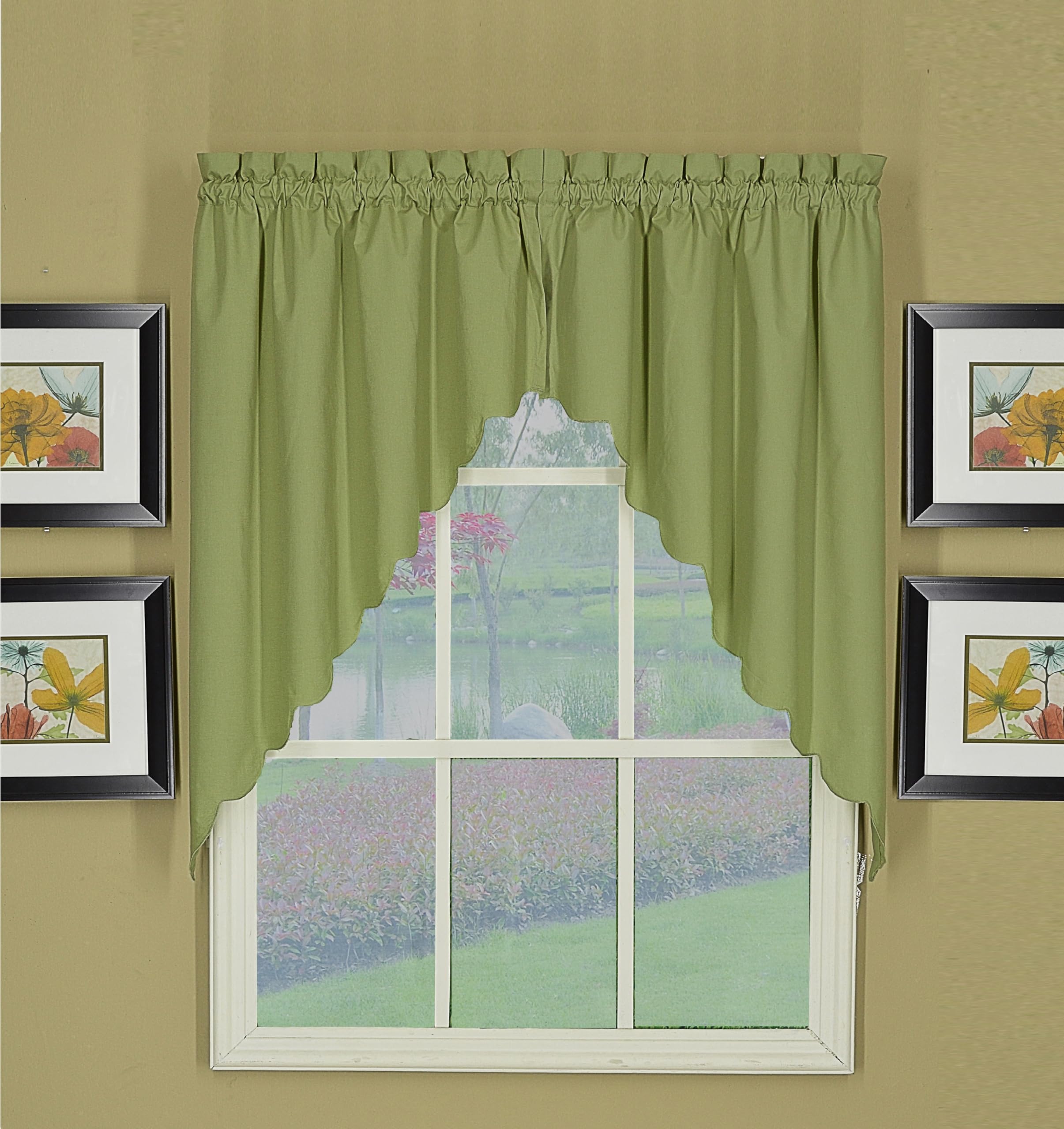 Orleans Scallop Curtain Pair - Sage Green 60