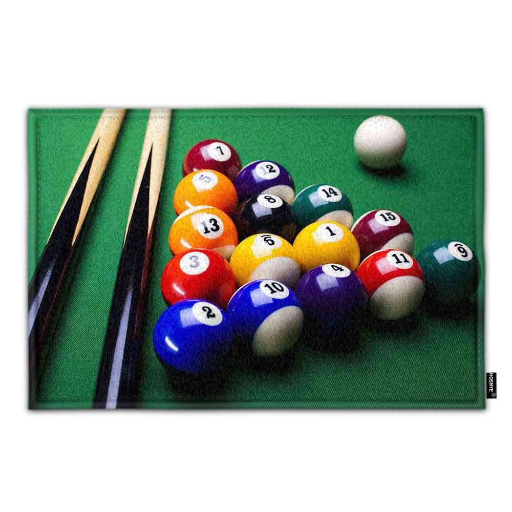 Premium HOSNYE Billiard Balls Doormat - Super Soft Flannel Fabric with Thick Sponge Padding - Non-Slip Bathroom, Kitchen & Entryway Rug for Pool & Game Room Enthusiasts - Perfect for Indoor Floor Decor & Entertainment Spaces