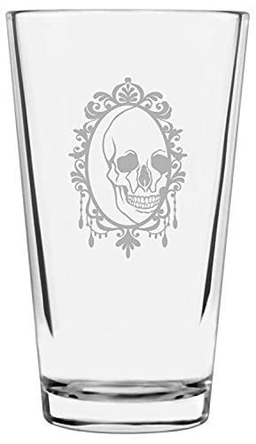 Happy Halloween Skull Etched 16oz Pint Glass - Party & Home Decor