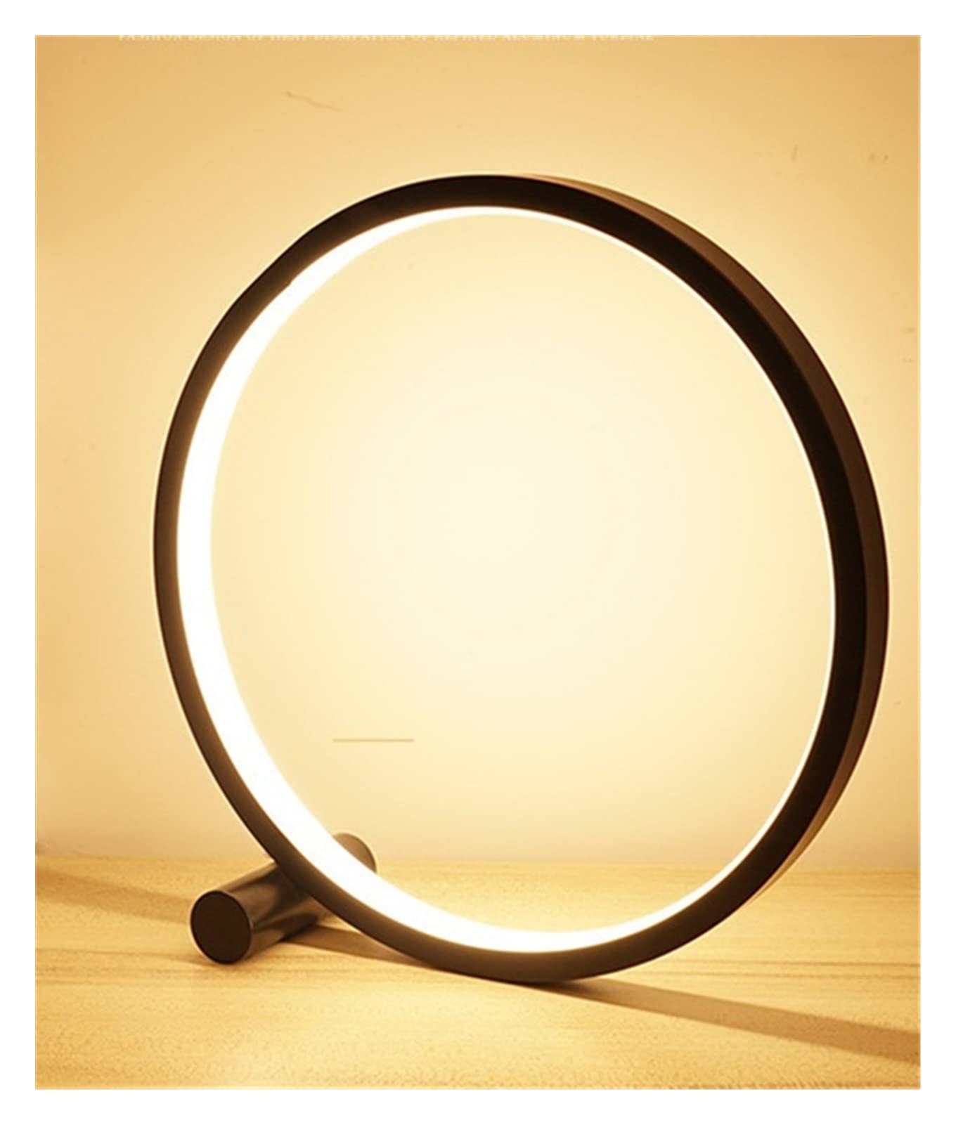 WUBZSHI LED Desk Lamp - Dimmable Round Acrylic Table Lamp for Bedroom, Living Room & Office - Black/White Night Light with Cool White Lighting (Perfect for Reading, Studying & Bedside Use)