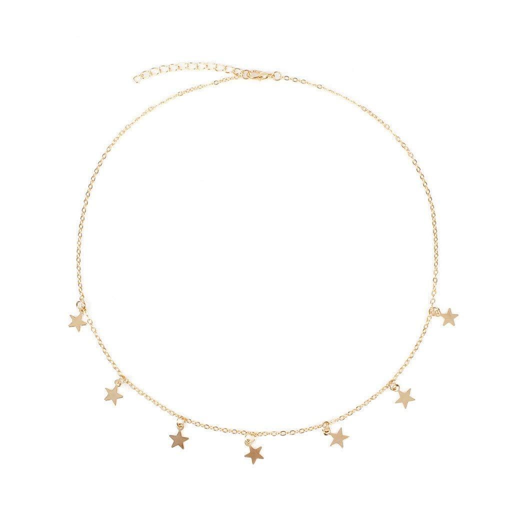 Elegant Women's Pearl Choker Necklace with Beaded Pendant & Star Charm - Gold Statement Necklace for Girls | Perfect for Birthday, Christmas Gifts, Party Wear & Special Occasions