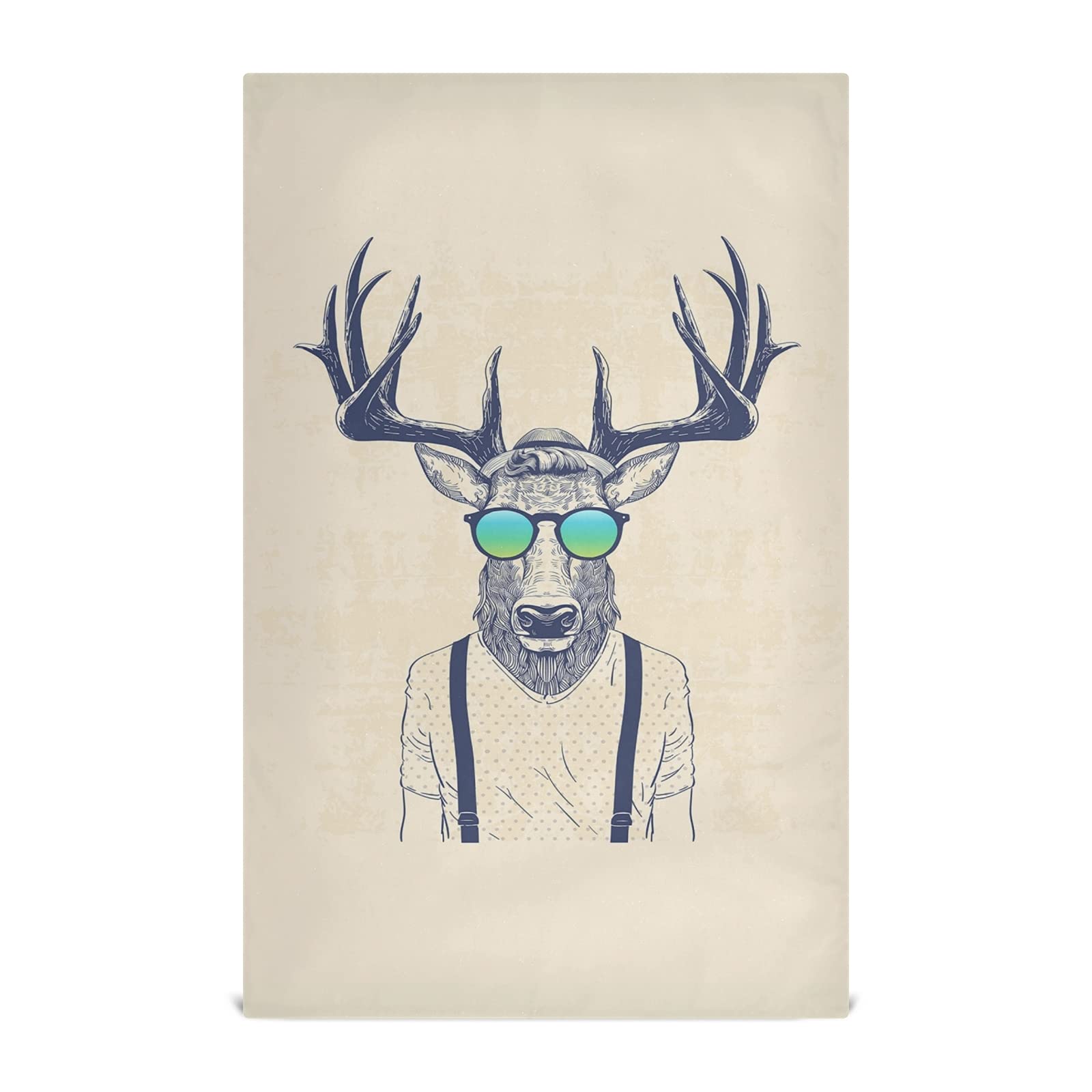 Premium Deer Print Kitchen Dish Towel Set - 1 Polyester Waffle Weave Dishcloth with Hanging Loop, Hemmed Napkin & Hand Bar Tea Towel - Perfect for Drying Dishes, Cleaning Countertops & Decorating Your Kitchen