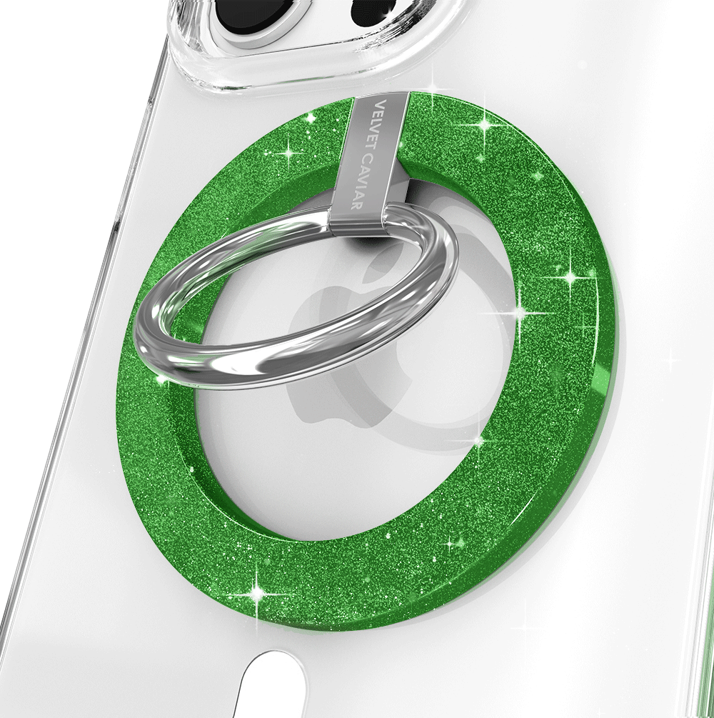 Lime Stardust Glitter MagSafe Grip Ring - Phone Holder & Stand for iPhone 14/13/12, Anti-Slip Grip for Secure One-Handed Use - Perfect for Driving, Gym, and Everyday Activities