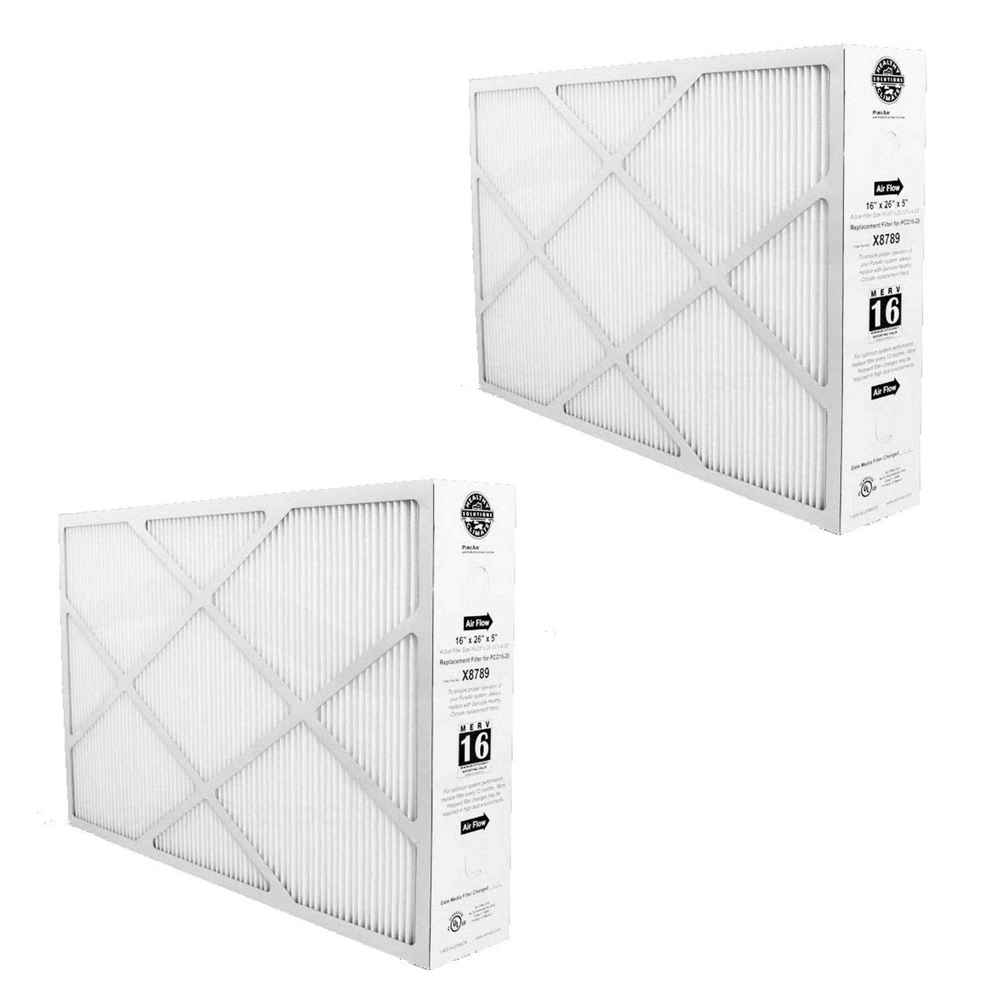 Lennox X8789 16x26x5 MERV 16 Air Filter Replacement for PureAir PCO16-28 Air Purifier - 2 Pack - High Efficiency Filtration for Home & Office Use