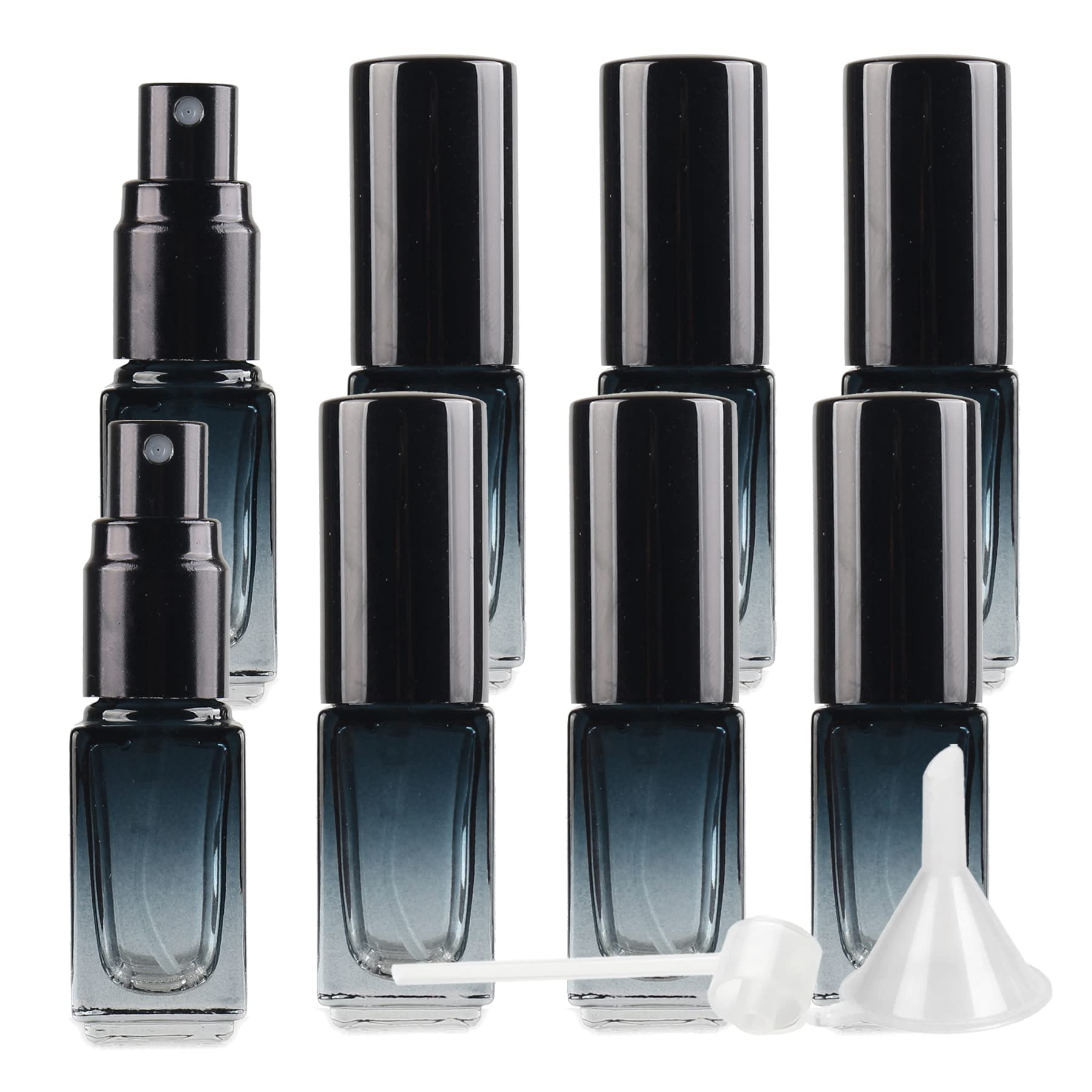 LusDoly 8 Pack 4ml Gradient Green Glass Perfume Atomizer Bottle with Black Sprayer - Refillable Travel Size Fine Mist Spray Bottles for Fragrance Samples, Essential Oils & Cosmetics - Perfect for Travel, Gym, Purse & Daily Use