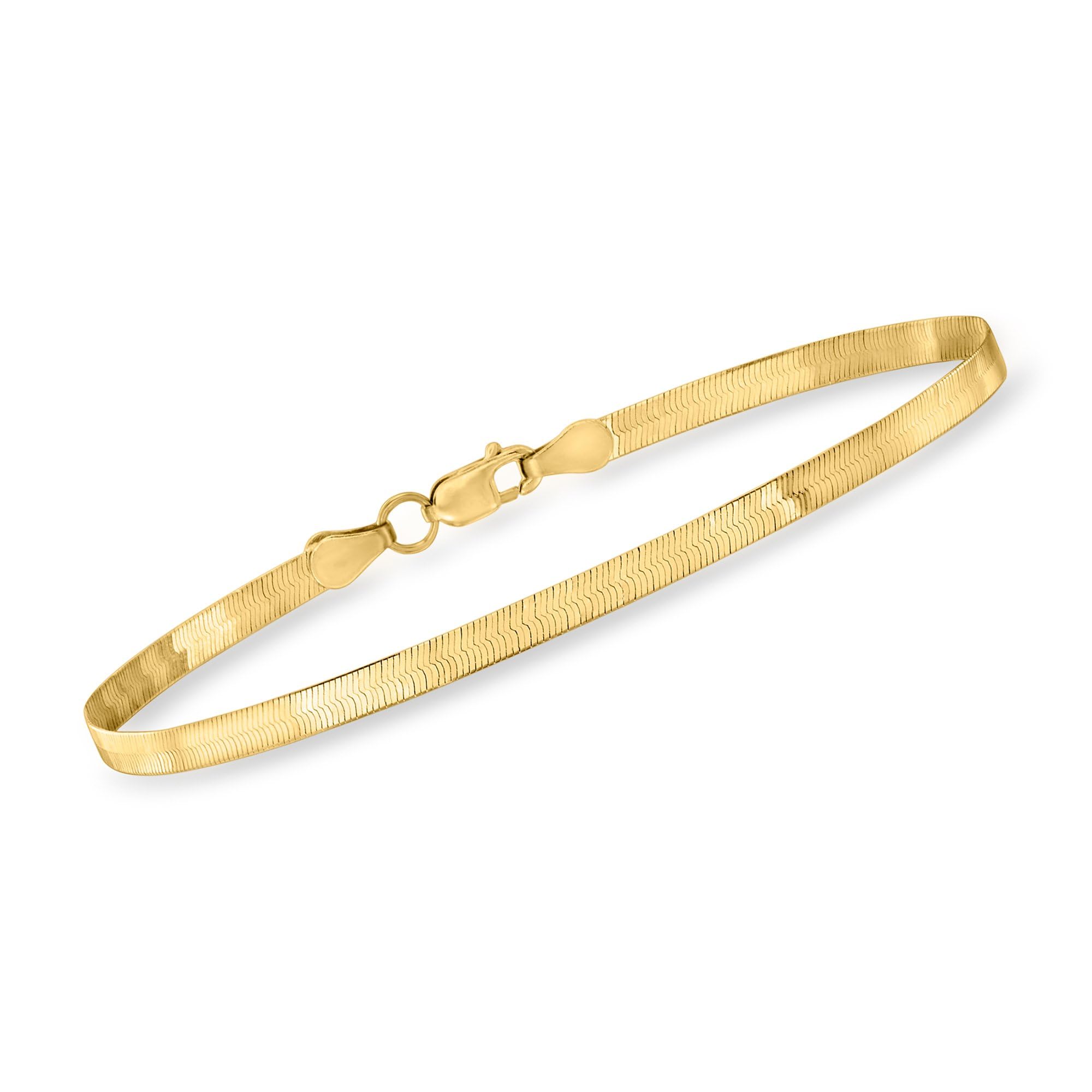 RS Pure by Ross-Simons 3mm 14kt Yellow Gold Herringbone Bracelet - 7 Inch Adjustable Luxury Jewelry for Women, Perfect for Gifts, Parties & Everyday Elegance