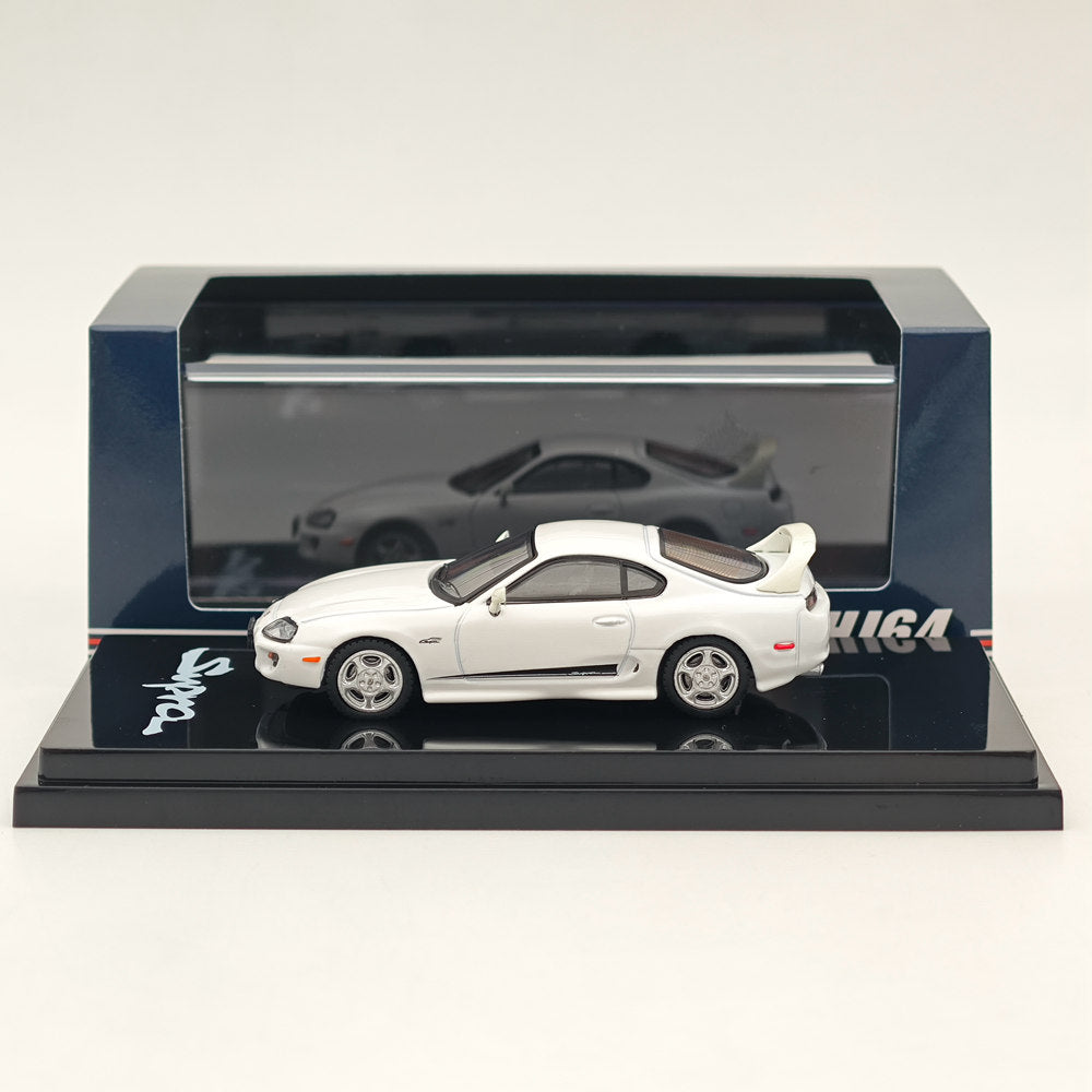 1/64 Toyota Supra RZ JZA80 Diecast Model Car with Active Spoiler - White HJ643042W - Hobby Japan Genuine Customized Version | Collectible Toy Car for Display, Racing Enthusiasts & Diecast Collections