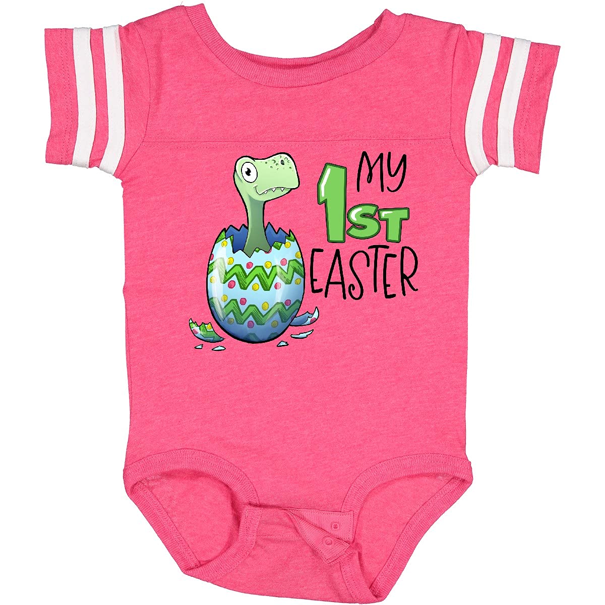 Inktastic My 1st Easter Dinosaur Hatching Egg Baby Bodysuit - Cute Easter Outfit for Infants & Newborns - Perfect for Easter Photos, Egg Hunts & Family Gatherings