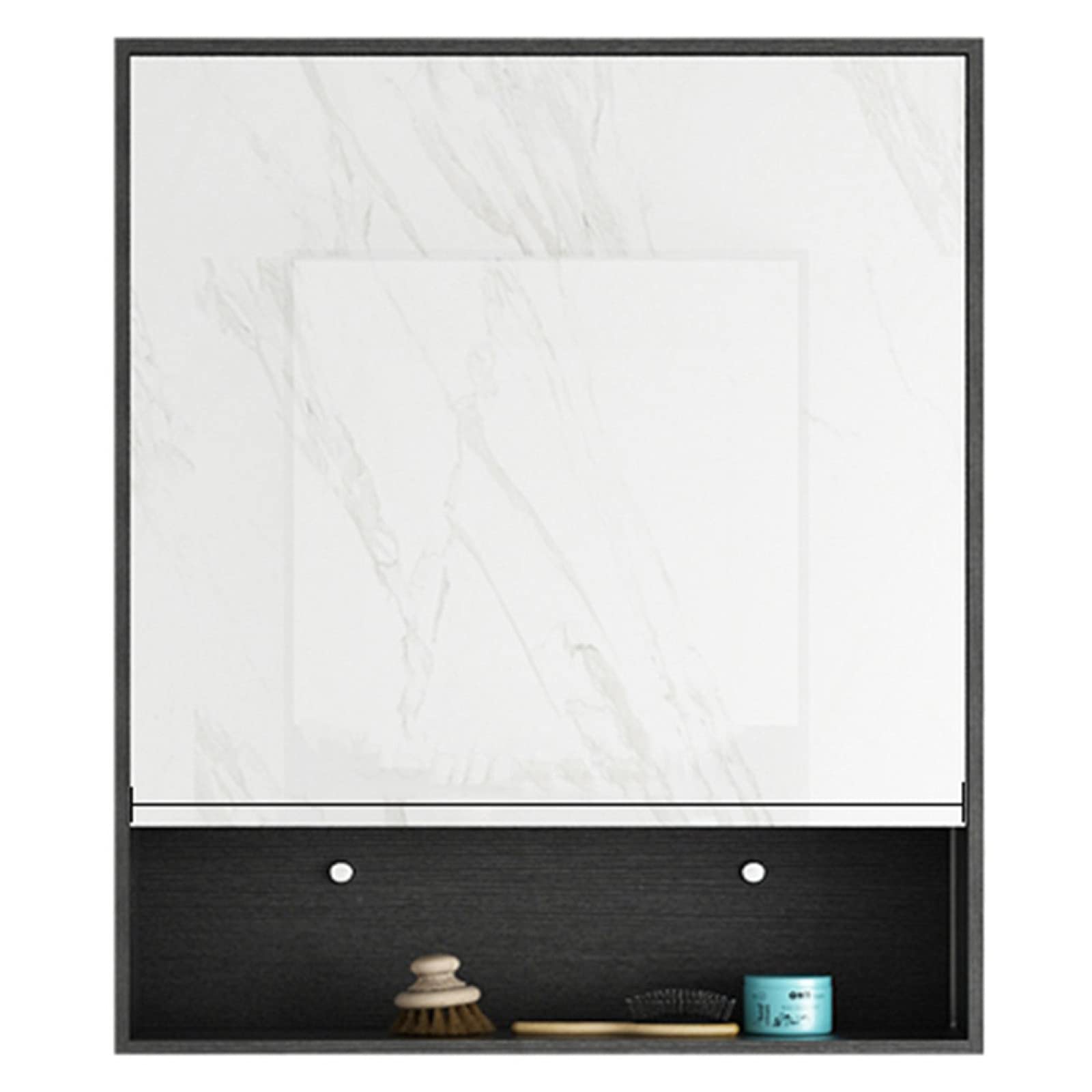 LYRONG Over The Toilet Storage Cabinet - 60cm Wall Mounted Bathroom Organizer with Mirror & Shelf, Space Saving Medicine Cabinet for Bathroom, Kitchen, Bedroom - Black (Perfect for Small Spaces & Apartment Living)