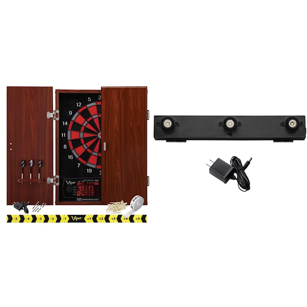 Viper Neptune Electronic Dartboard Cabinet Set with Shadow Buster Mounted LED Light - Professional Dart Board Game for Home, Bar & Game Room Entertainment