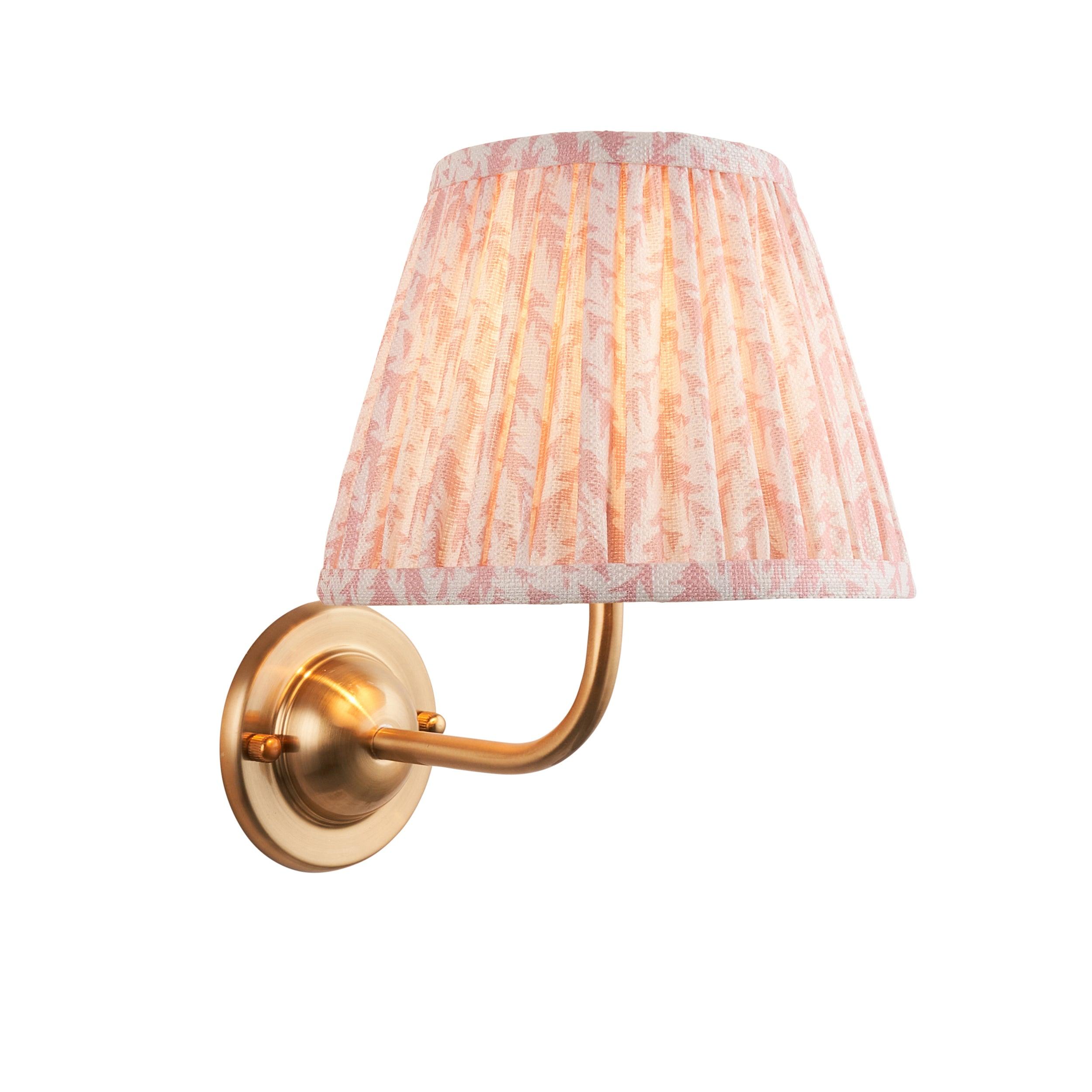 Brass Wall Light with Dome Arc Design and 20cm Peachy Keen Leaf Shade - Perfect for Bedroom, Living Room, and Hallway Lighting Decor