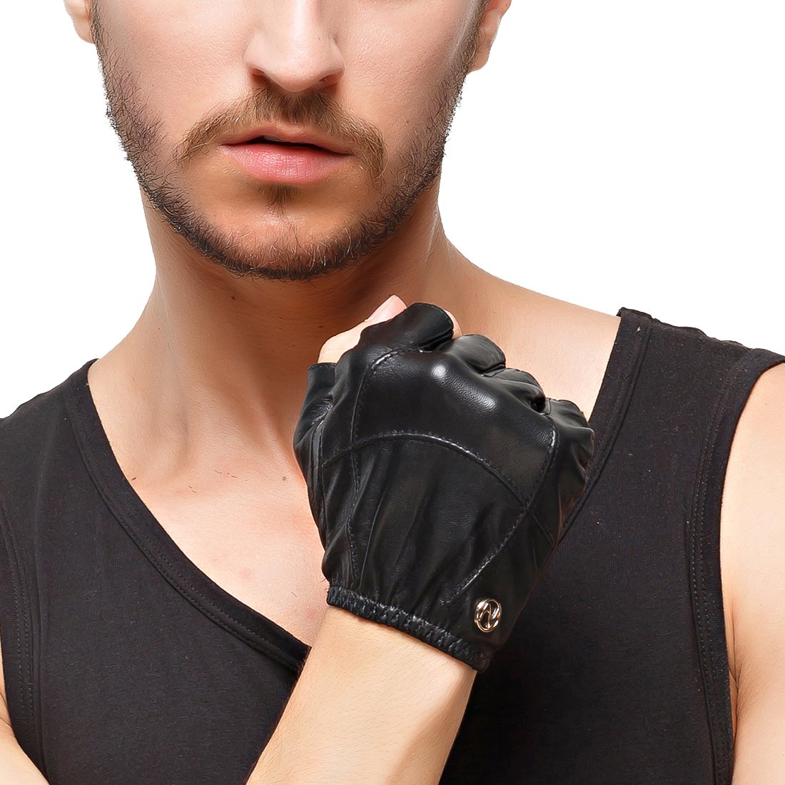 Premium Men's Fingerless Leather Gloves - Imported Lambskin Half Finger Gloves for Driving, Cycling & Outdoor Activities - Breathable Thin Design for Comfort & Grip - Perfect for Motorcycle Riders, Bikers & Winter Sports