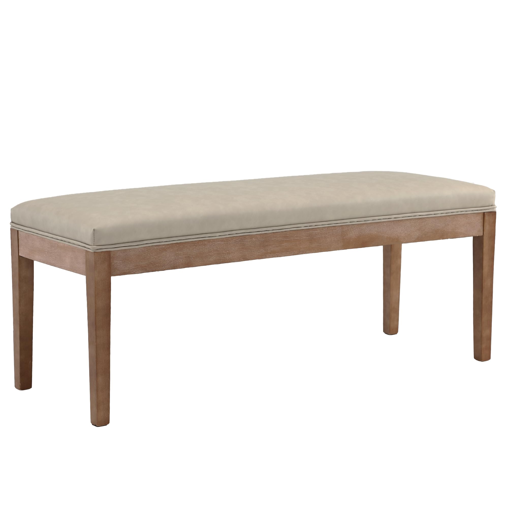 Modern Upholstered Entryway Bench with Wood Legs & PU Leather - Grey Shoe Storage Bench for Hallway, Porch, Bedroom, Dining Room | Perfect for Entryway Seating, Bed End Bench, Kitchen Window Seat, and Dining Table Bench