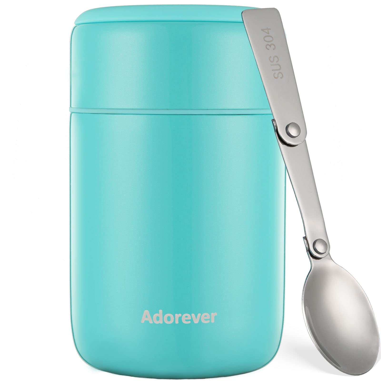 Adorever 17oz/25oz Insulated Food Thermos with Spoon - Leakproof Hot Soup & Lunch Container for Kids & Adults - Vacuum Insulated Stainless Steel Food Jar (Blue) - Perfect for School, Office, Picnics & Outdoor Activities