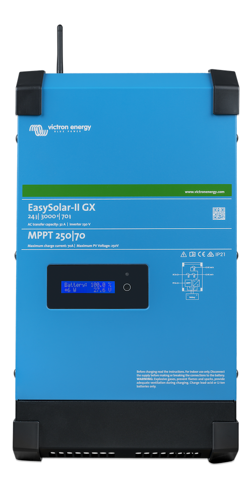 EasySolar II 24V 3000W 70A MPPT Solar Inverter Charger with 250/70 GX Controller - Perfect for Off-Grid Homes, RVs & Emergency Power Backup